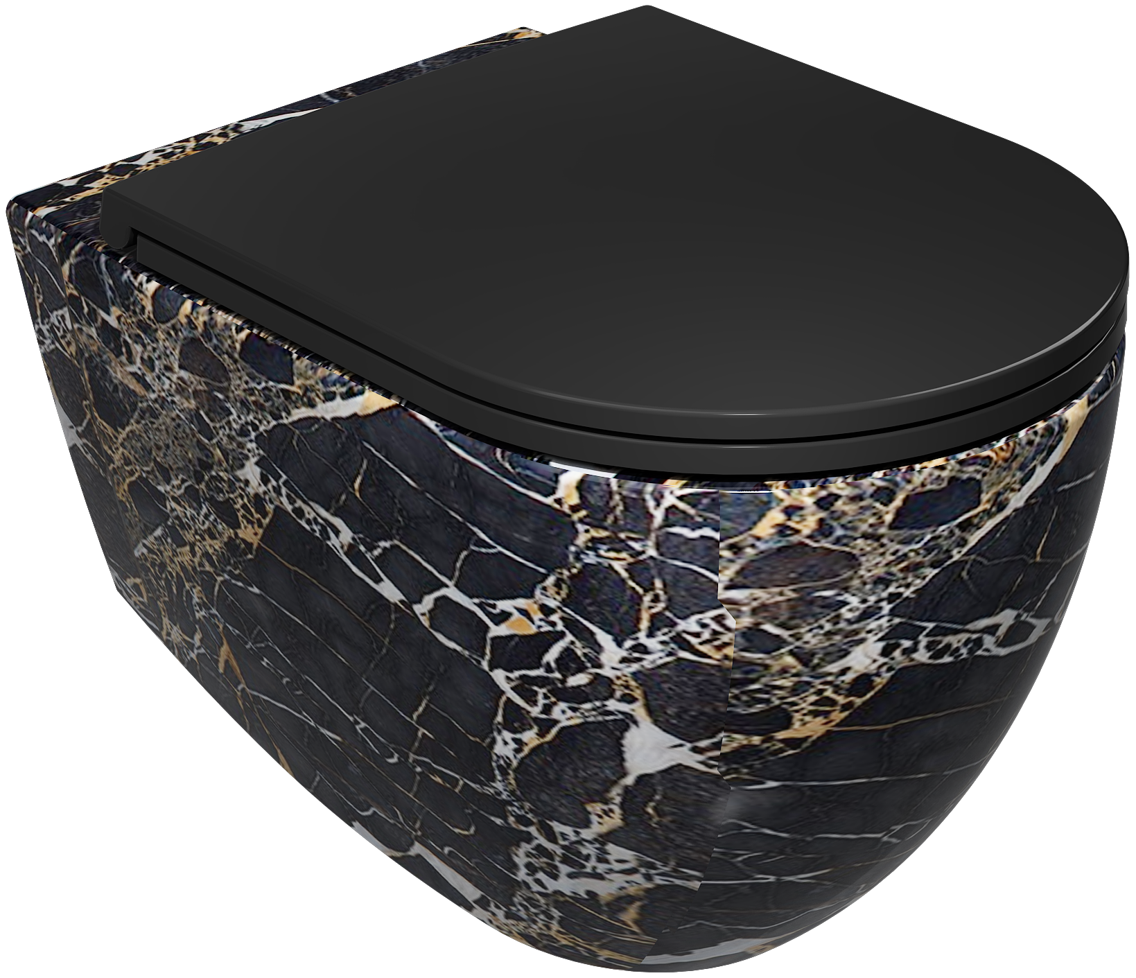 Infinity Wall-Hung Toilet Marmo Black - VORTEX 