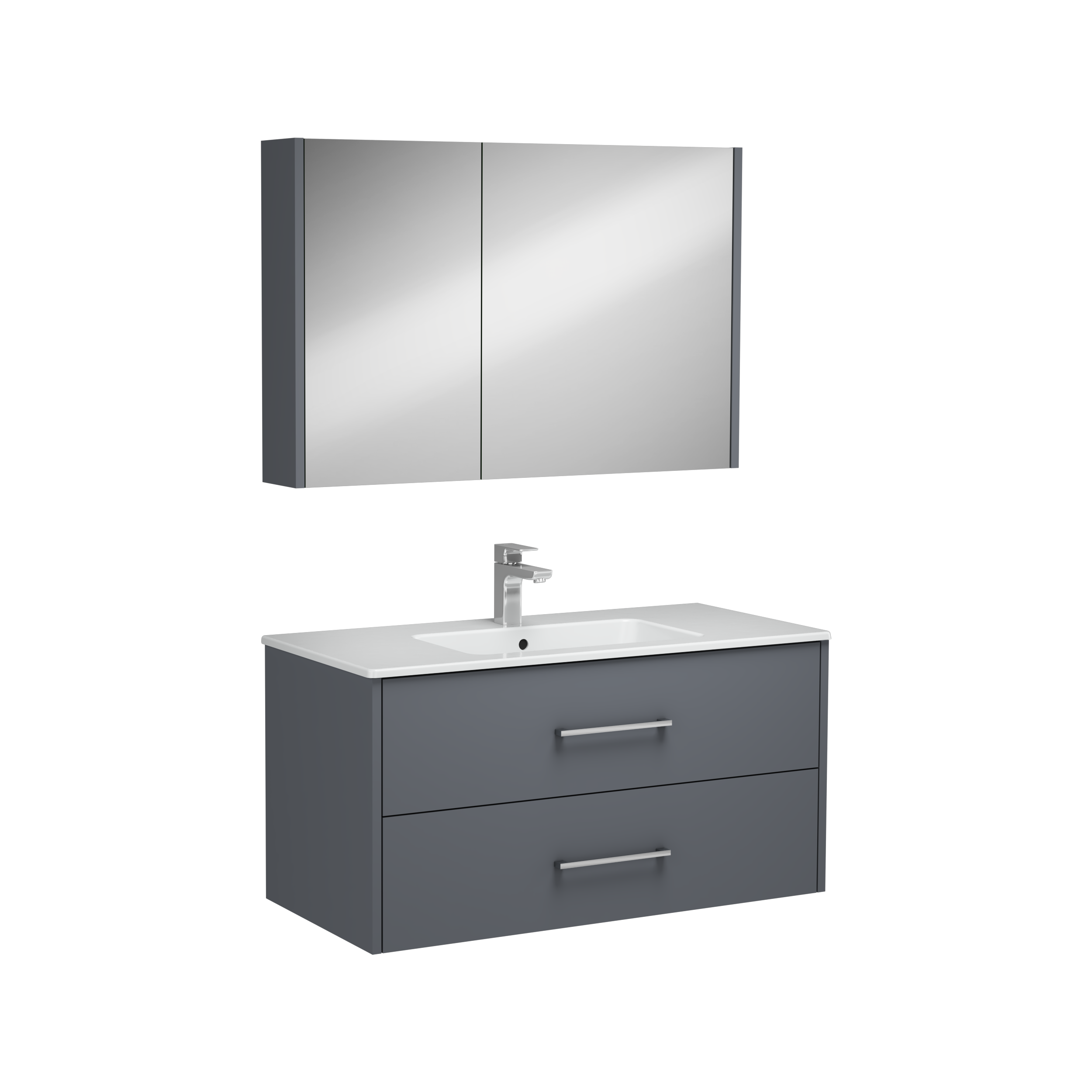 Combinato Washbasin Cabinet Double Drawer Anthracite 100 cm