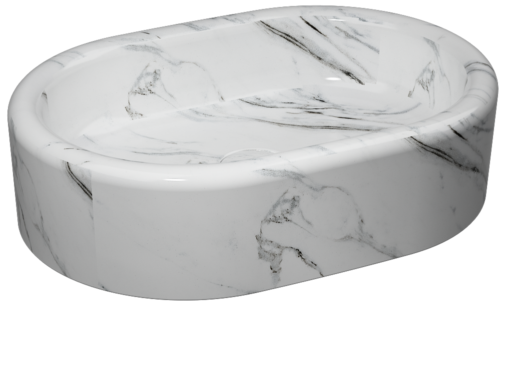 Curvo Washbasin 60 cm Marmo White