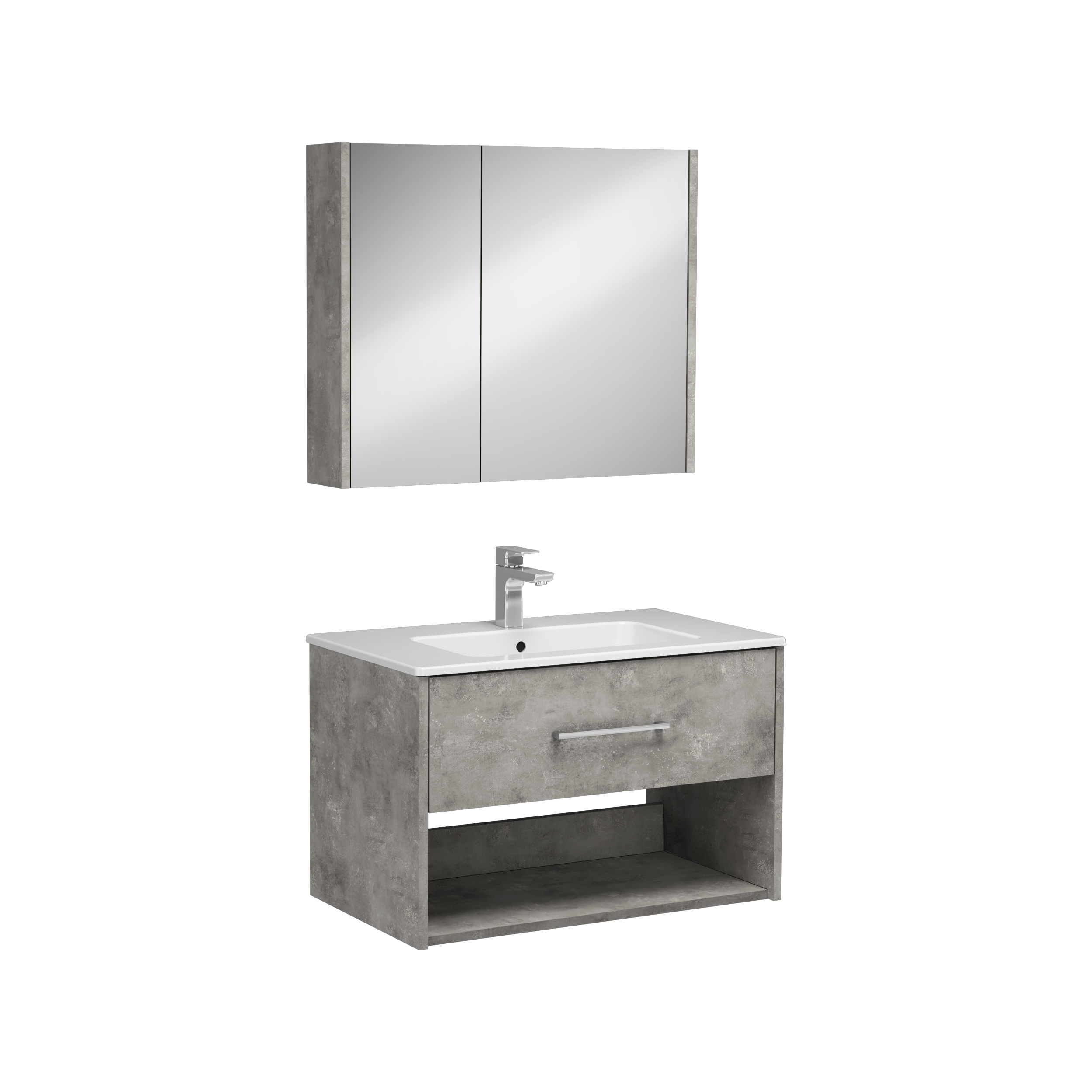 Combinato Washbasin Cabinet Single Drawer Retro Silver 80 cm