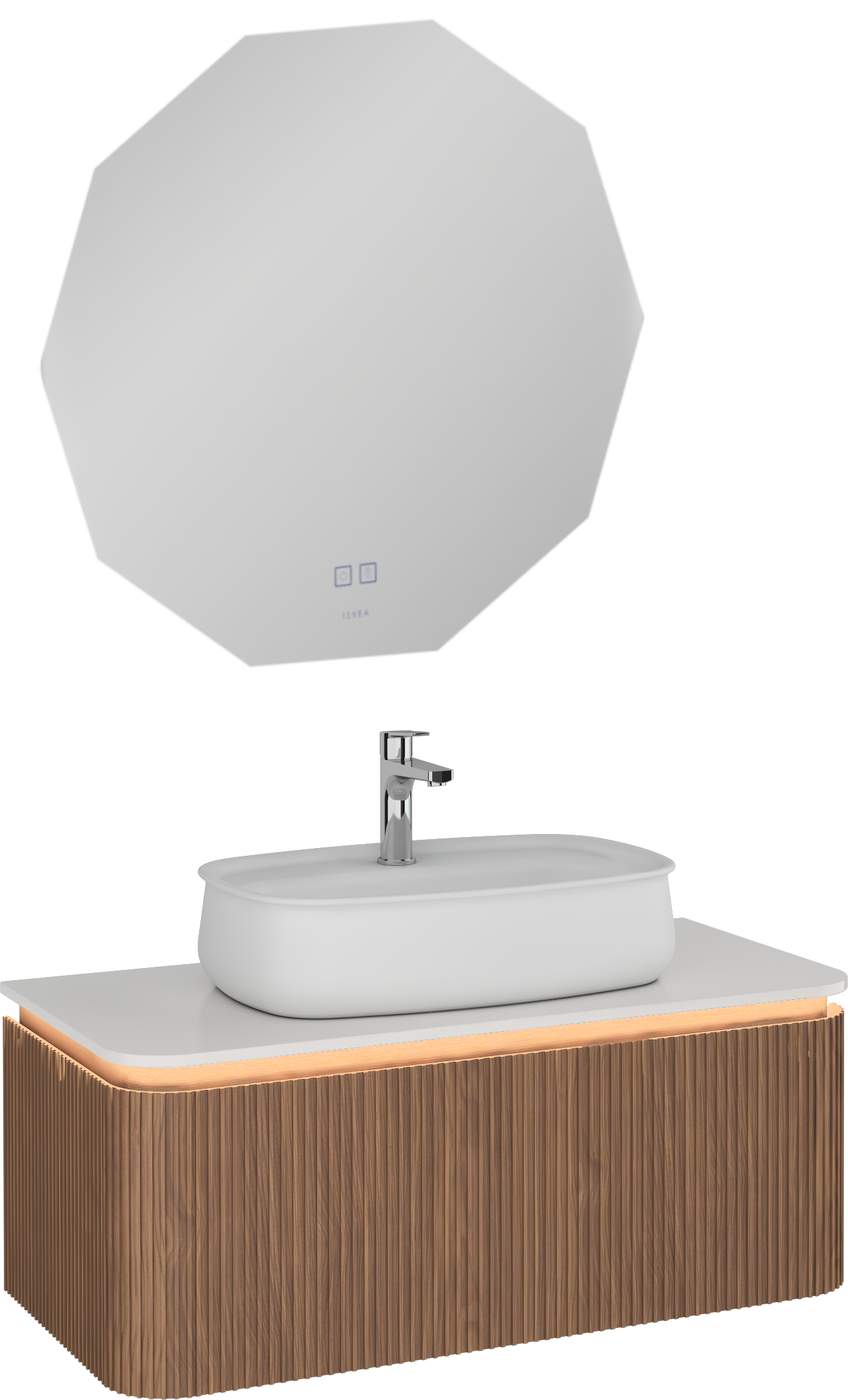 Fluido Washbasin Unit White Quartz Counter 100 cm 