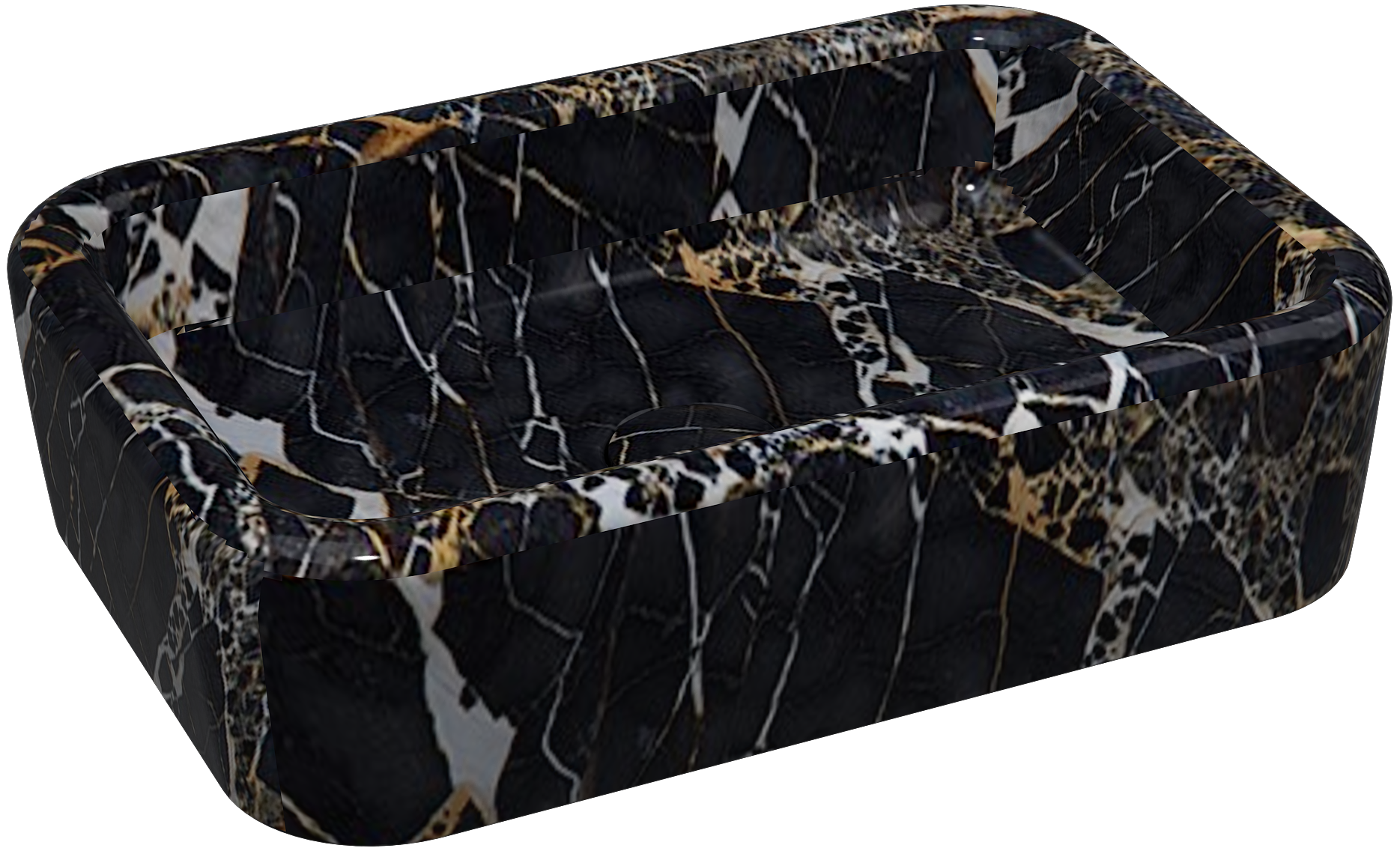 Curvo Patterned Washbasin 60 cm Marmo Black
