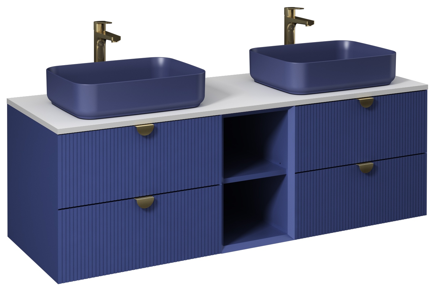 Infinity Washbasin Cabinet 150cm (10NF65050-2Z x2 Washbasin included) Night Blue