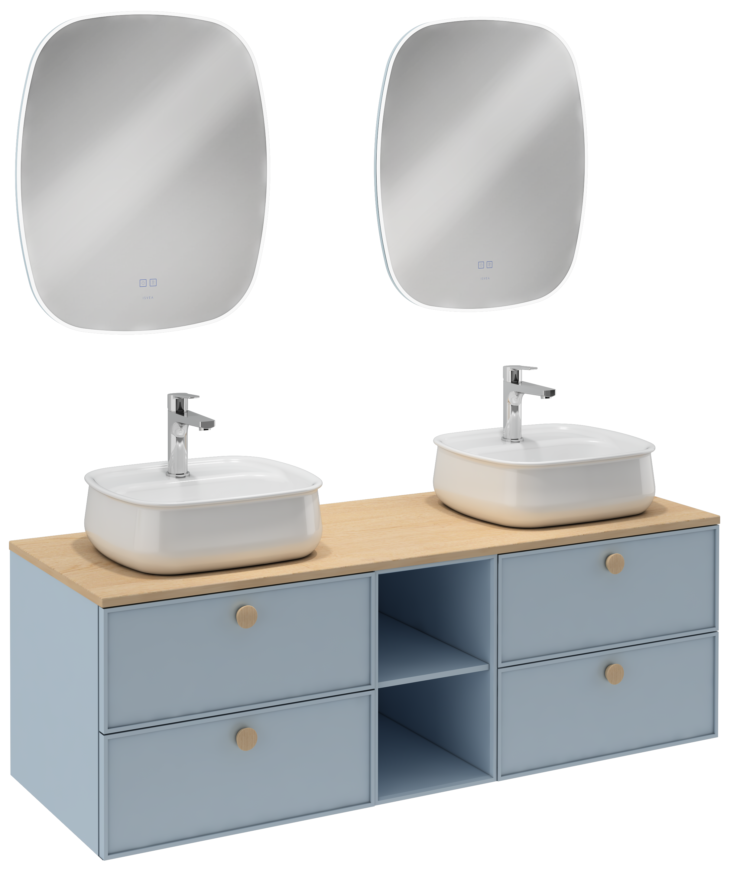 Mondo Unità Lavabo con Doppio Cassetto Turchese 150 cm 