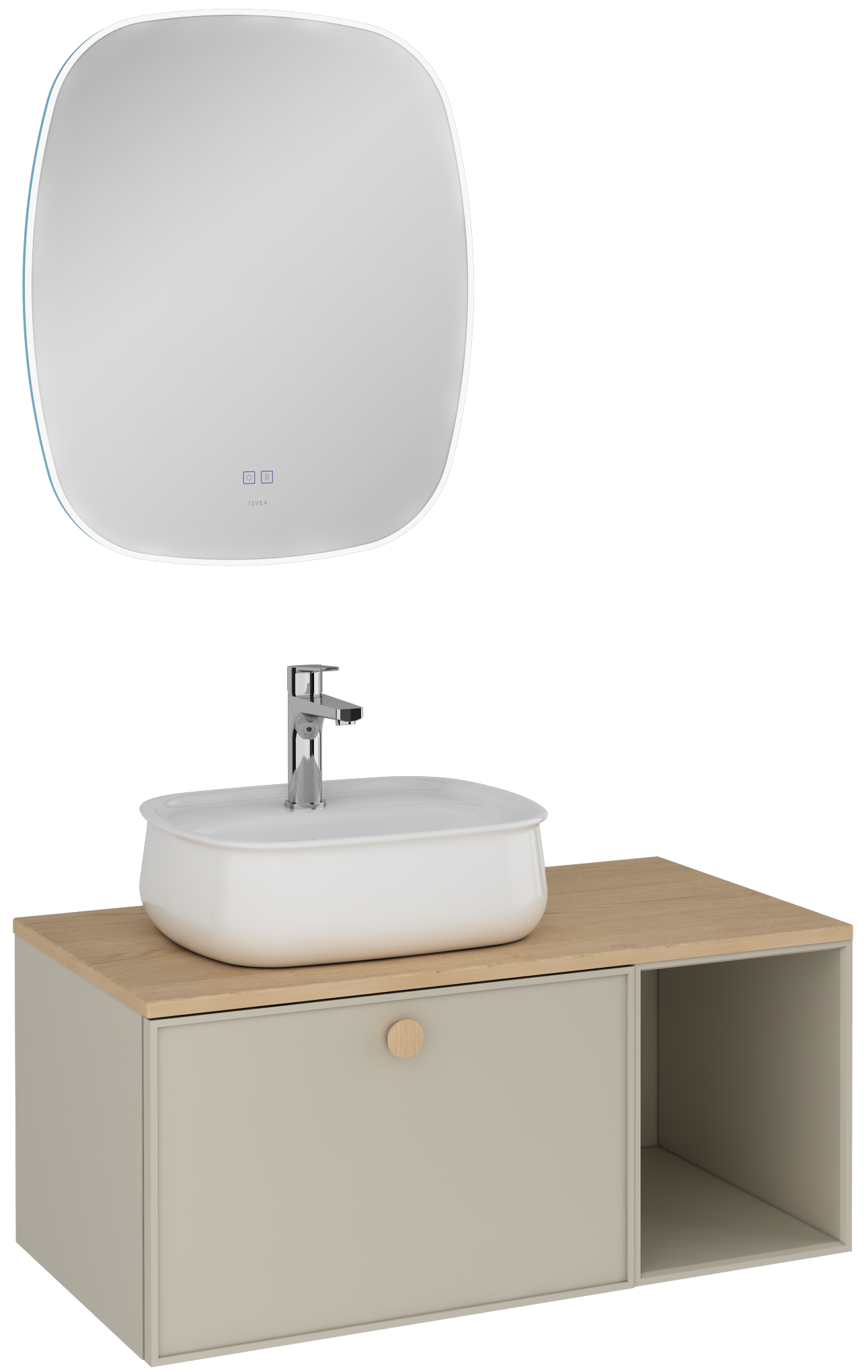 Mondo Unità Lavabo con Cassetto Singolo Grigio Ciottolo 90 cm