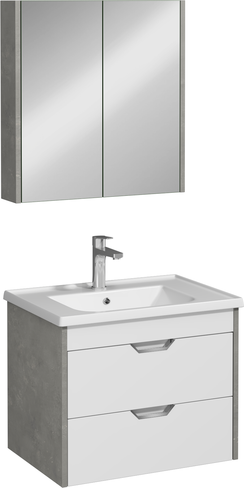 Pavia Unità Lavabo con Cassetti Argento Retro 65 cm 