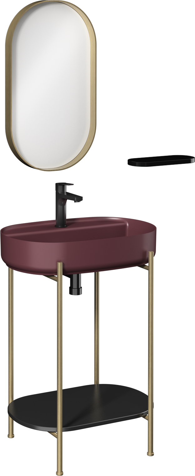 Puno Art Unità Lavabo Metallo Bordeaux Rustico Lavabo 60 cm