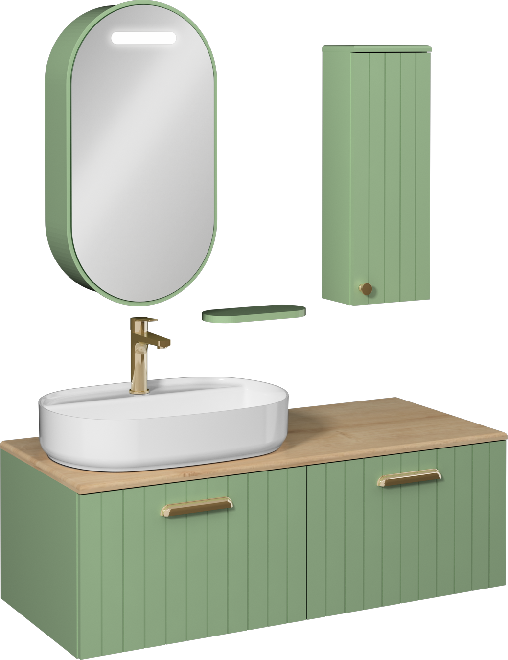 Rinato Unità Lavabo Verde Pastello 120 cm