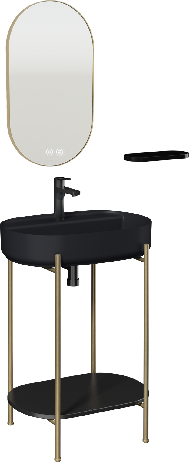 Puno Art Unità Lavabo Metallo Nero Lavabo 60cm
