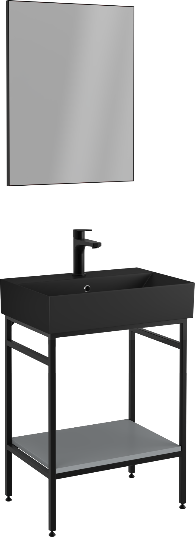 Fermo Unità Lavabo con Mensola Grigio 60 cm 