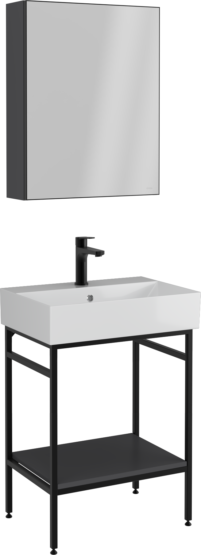 Fermo Unità Lavabo con Mensola Antracite 60 cm 