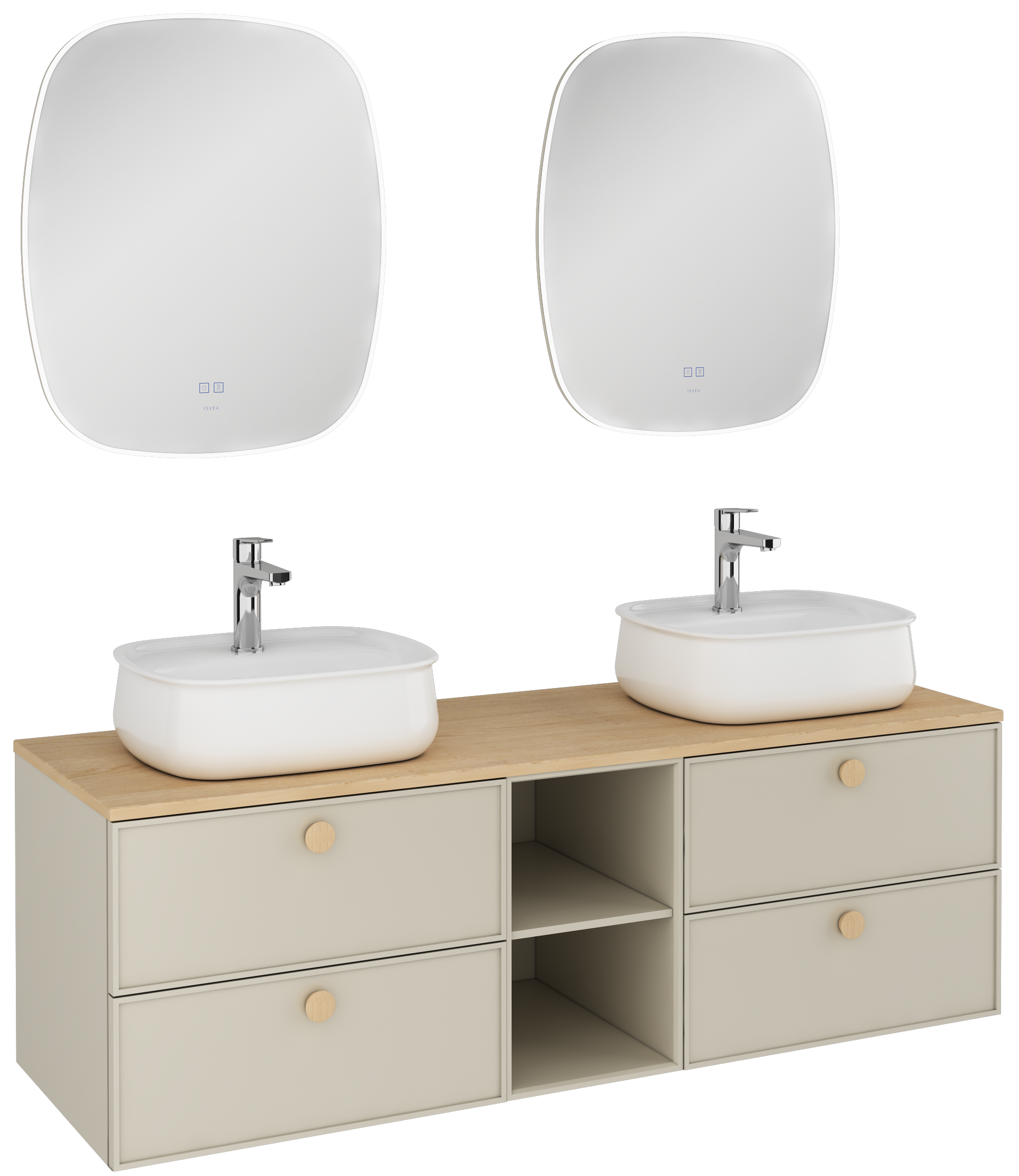 Mondo Unità Lavabo con Doppio Cassetto Grigio Ciottolo 150 cm  