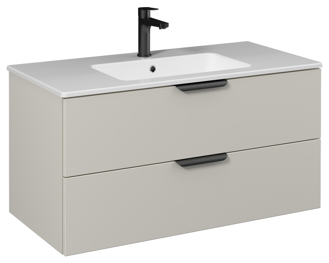 LIV Mobile Lavabo 100cm (10sl50101 incluso) Beige Chiaro Doppio Cassetto