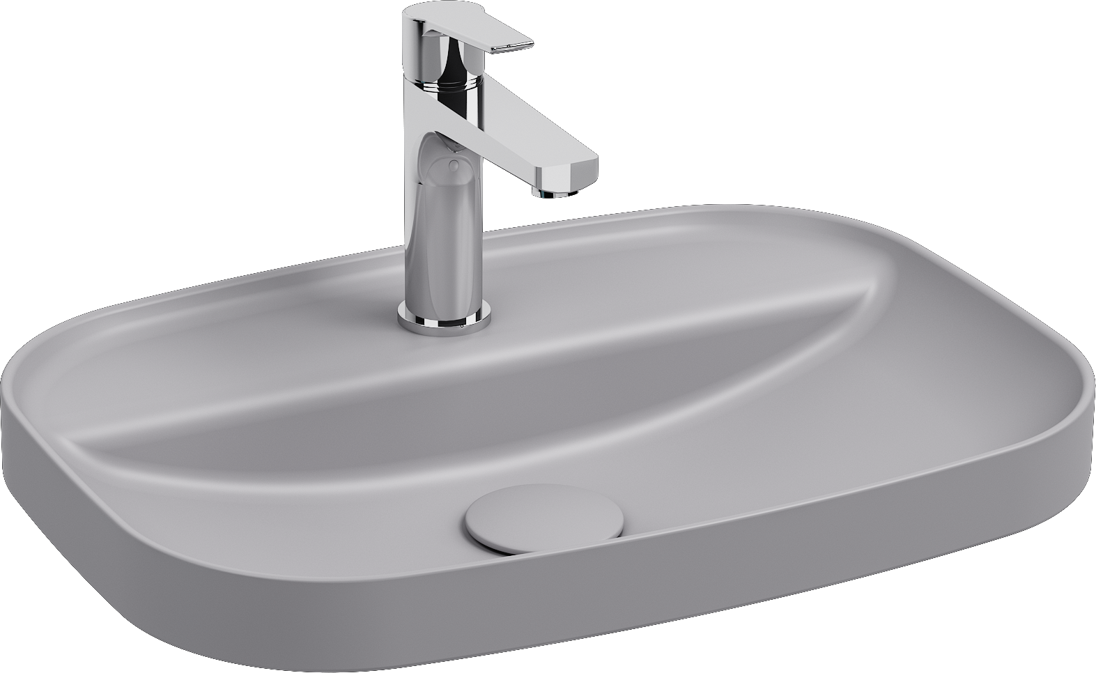 Infinity Inset Lavabo 55 cm Taş Gri