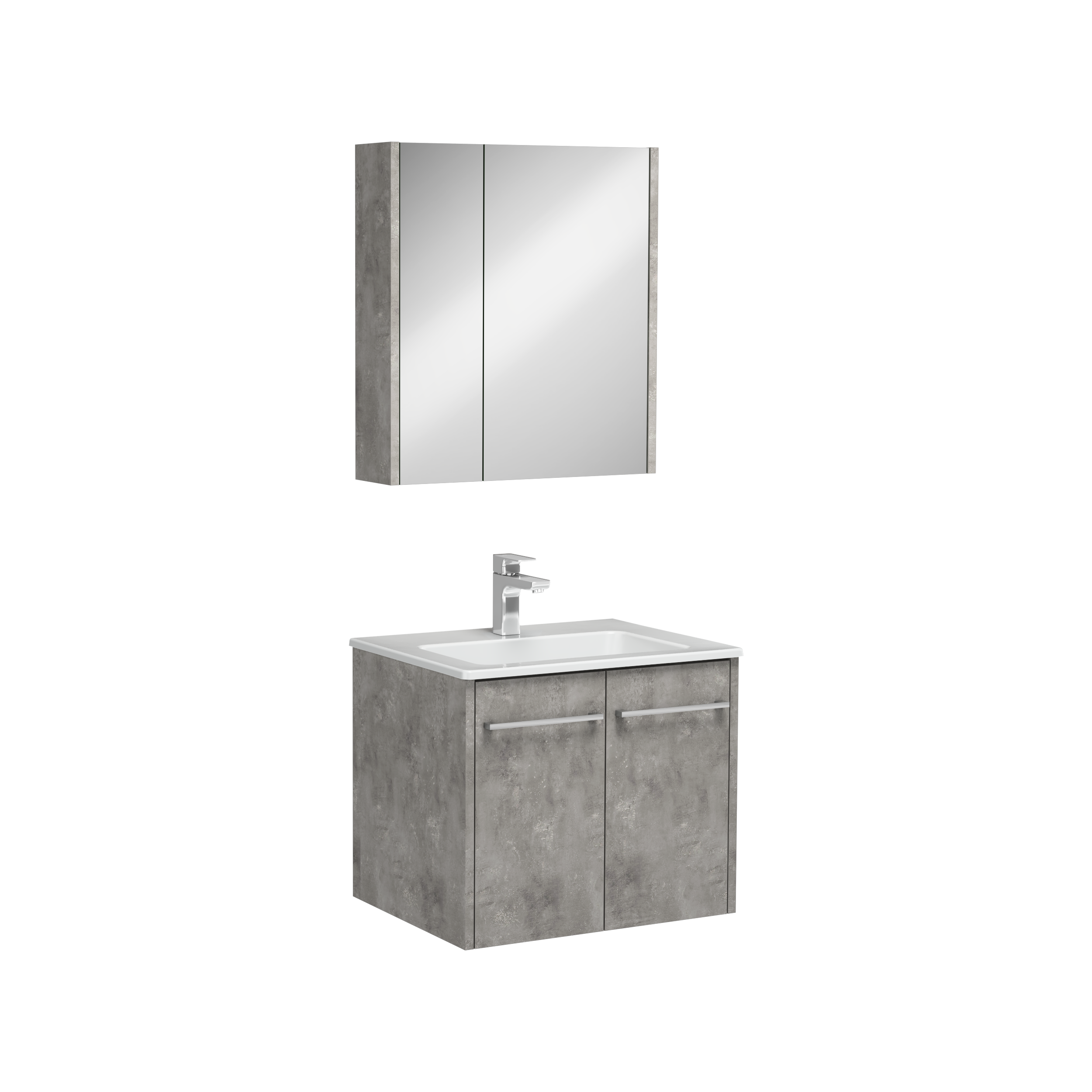 Combinato Lavabo Dolabı Kapaklı Retro Gümüş 60 cm