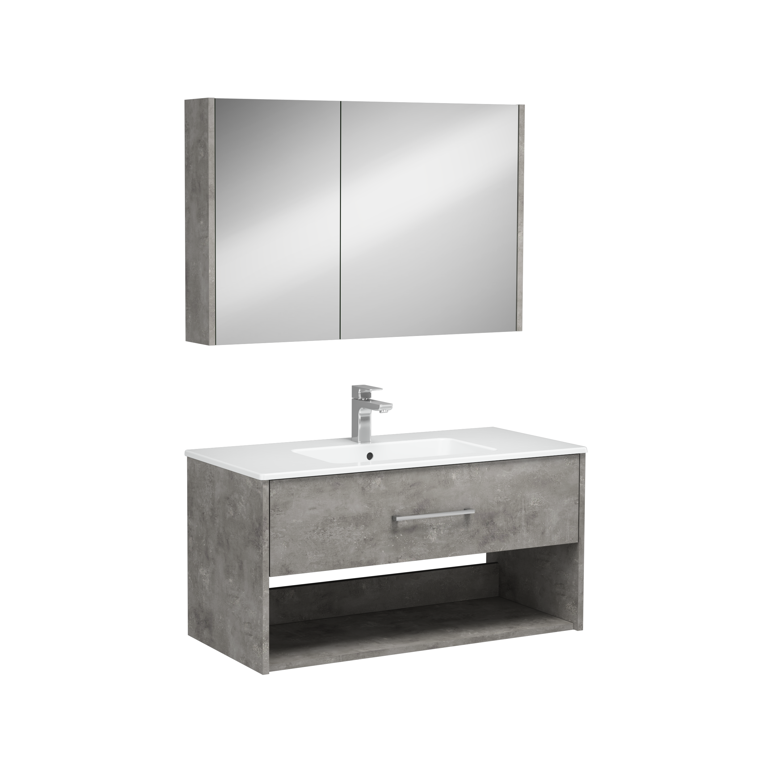 Combinato Lavabo Dolabı Tek Çekmeceli Retro Gümüş 100 cm