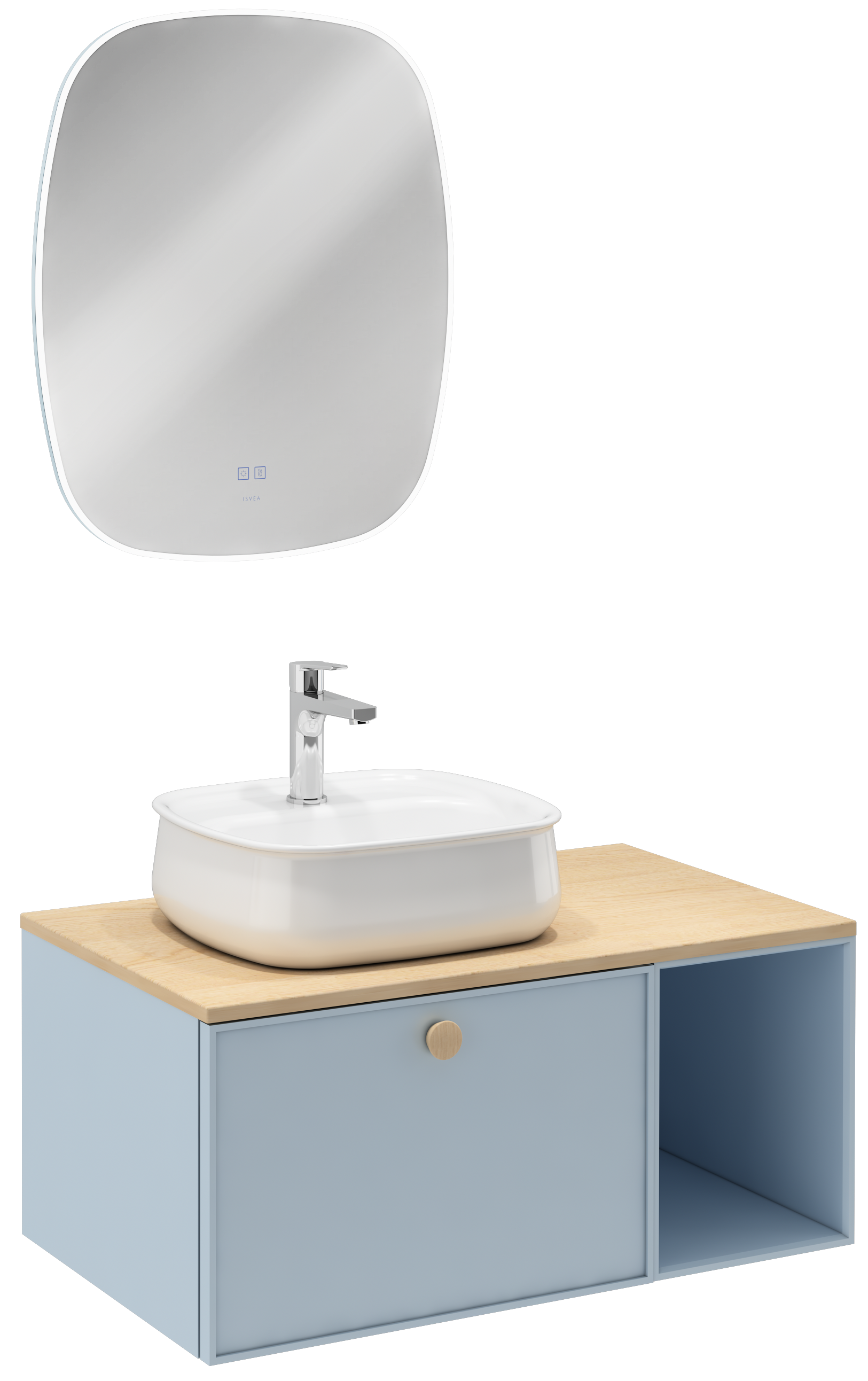 Mondo Tek Çekmeceli Lavabo Ünitesi Turkuaz 90 cm 