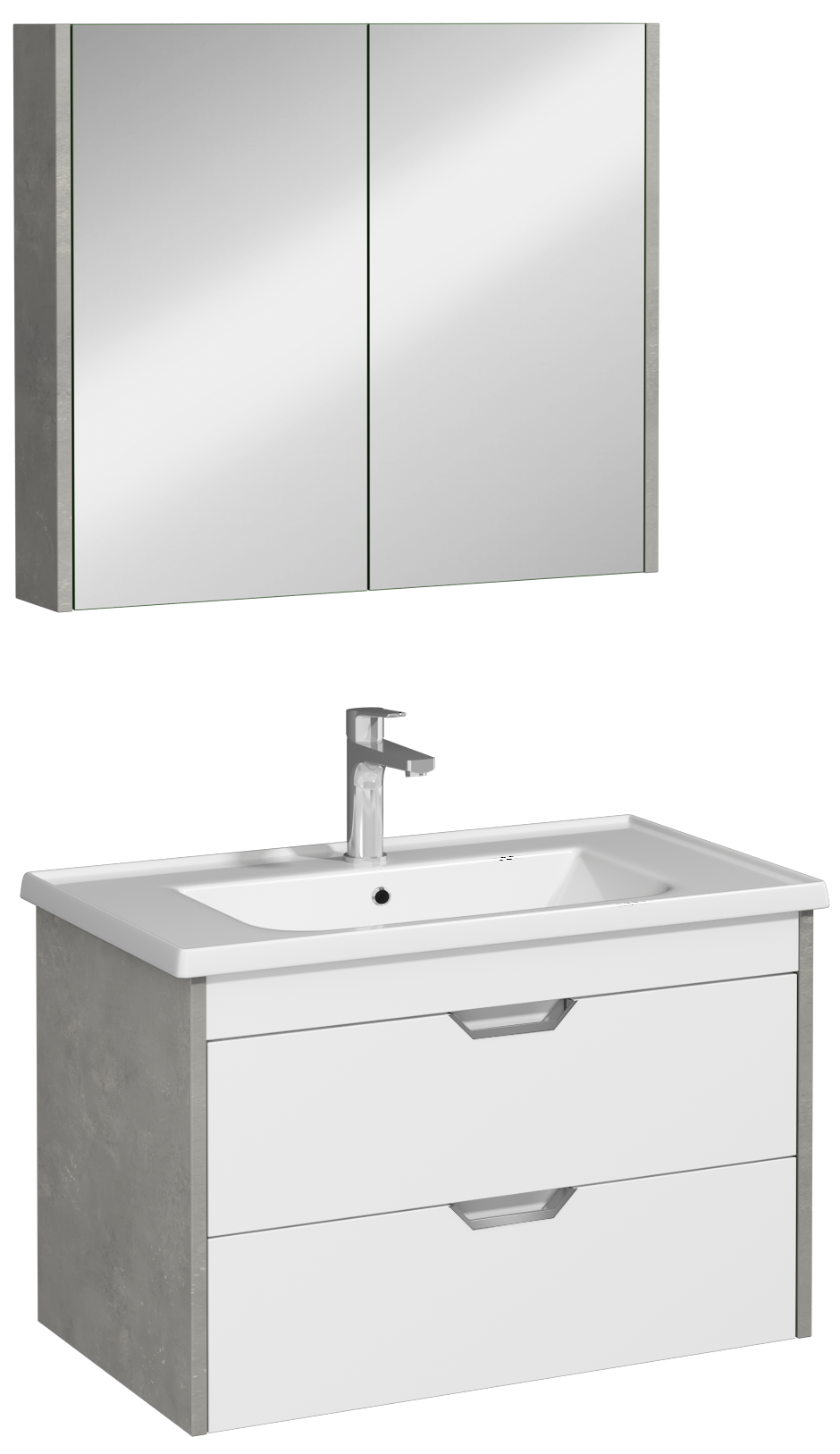Pavia Çekmeceli Lavabo Ünitesi Retro Gümüş 80 cm