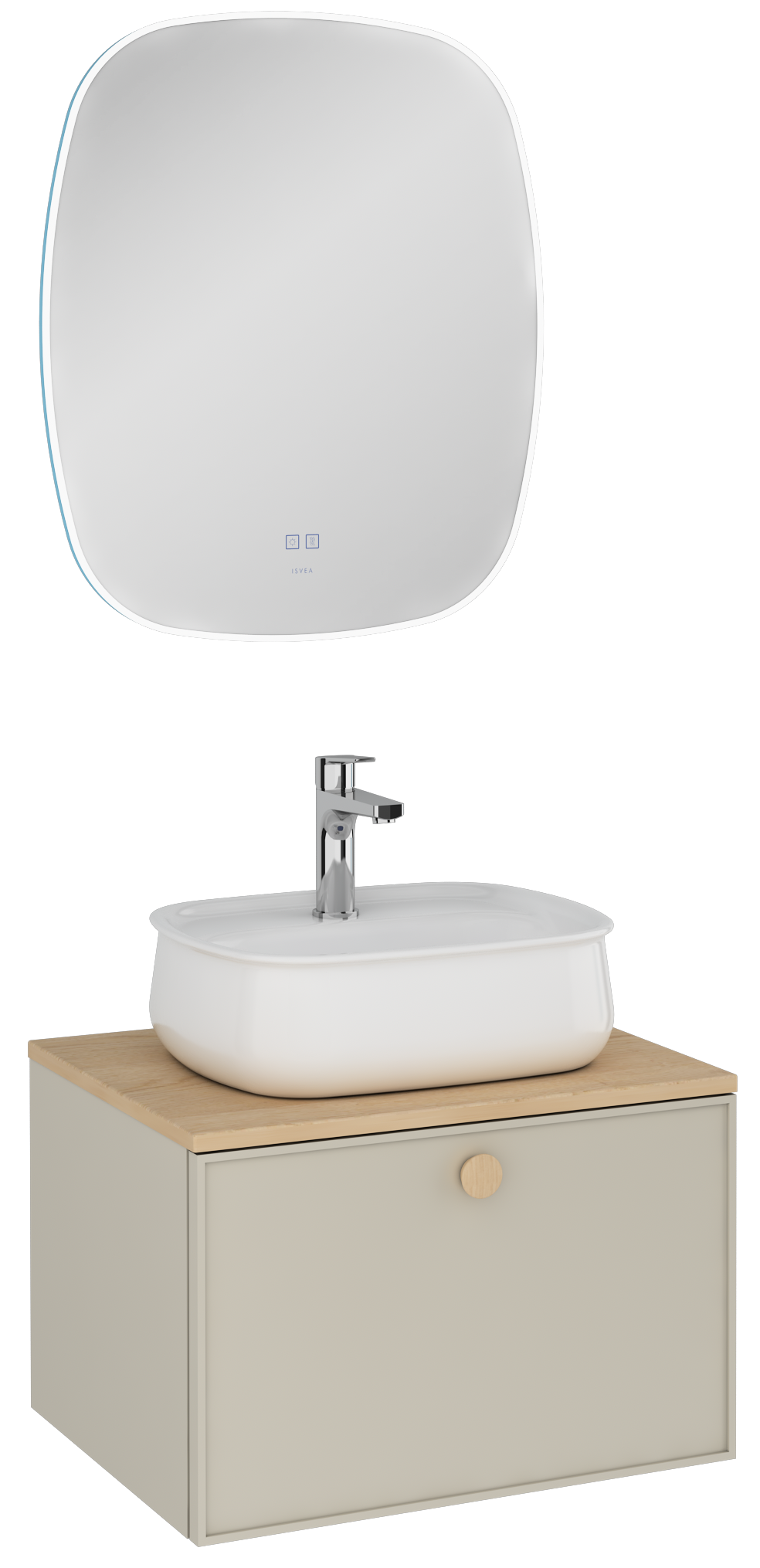 Mondo Tek Çekmeceli Lavabo Ünitesi Çakıl Gri 60 cm