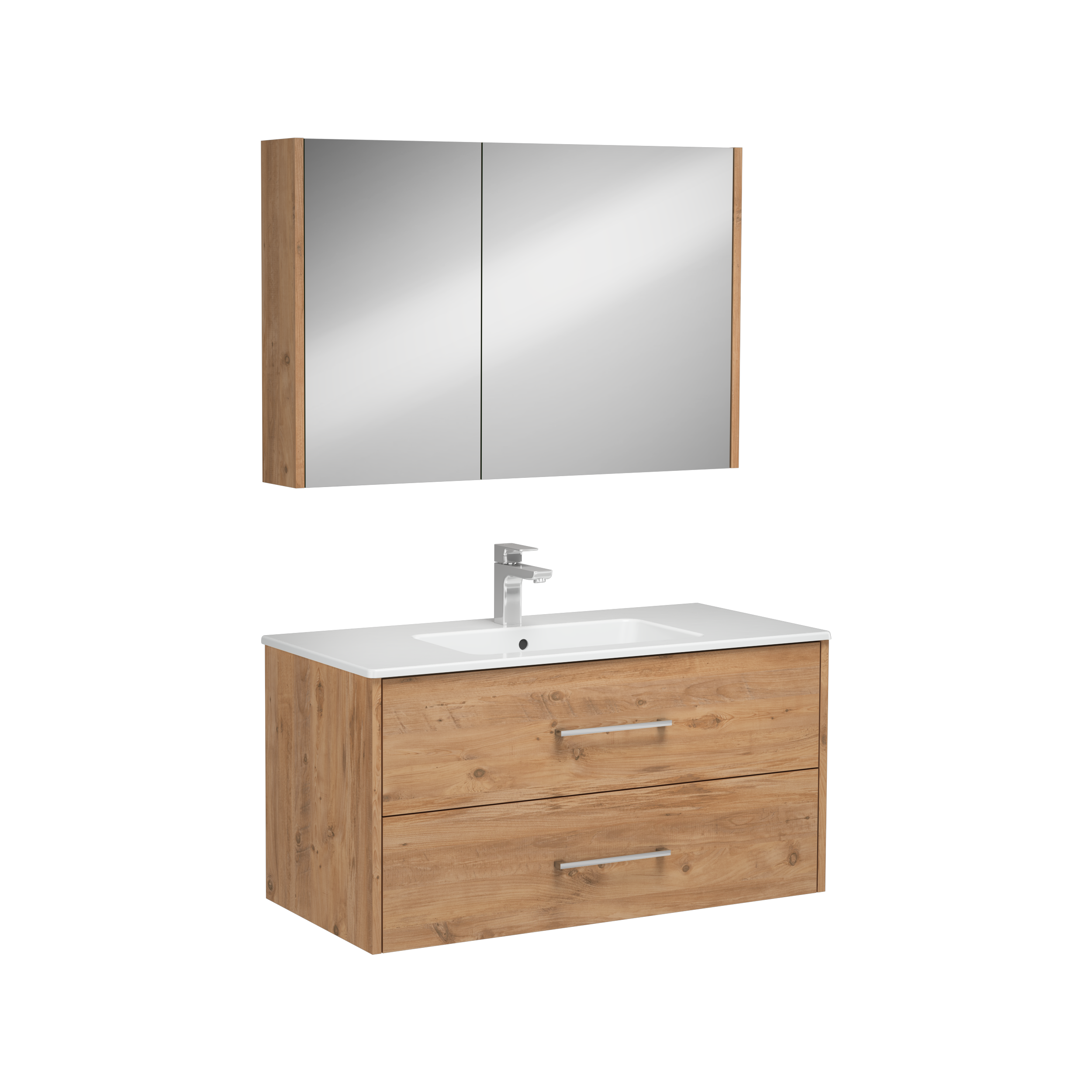 Combinato Lavabo Dolabı Çift Çekmeceli Atlantik Çam 100 cm
