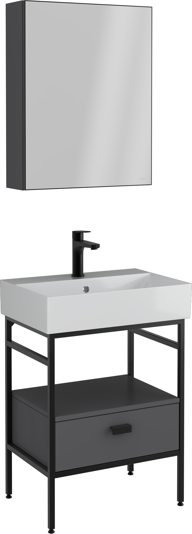 Fermo Çekmeceli Lavabo Ünitesi Antrasit 60 cm 