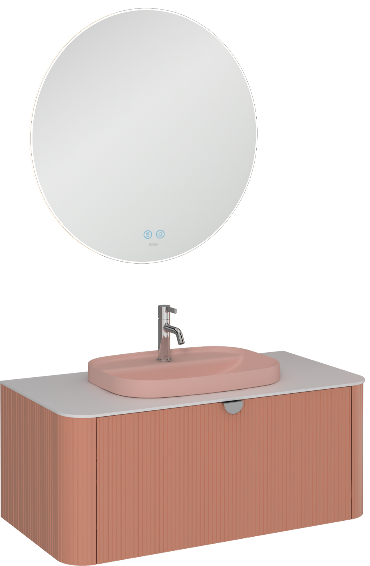 Infinity Raggio Lavabo Ünitesi Koyu Somon 100 cm