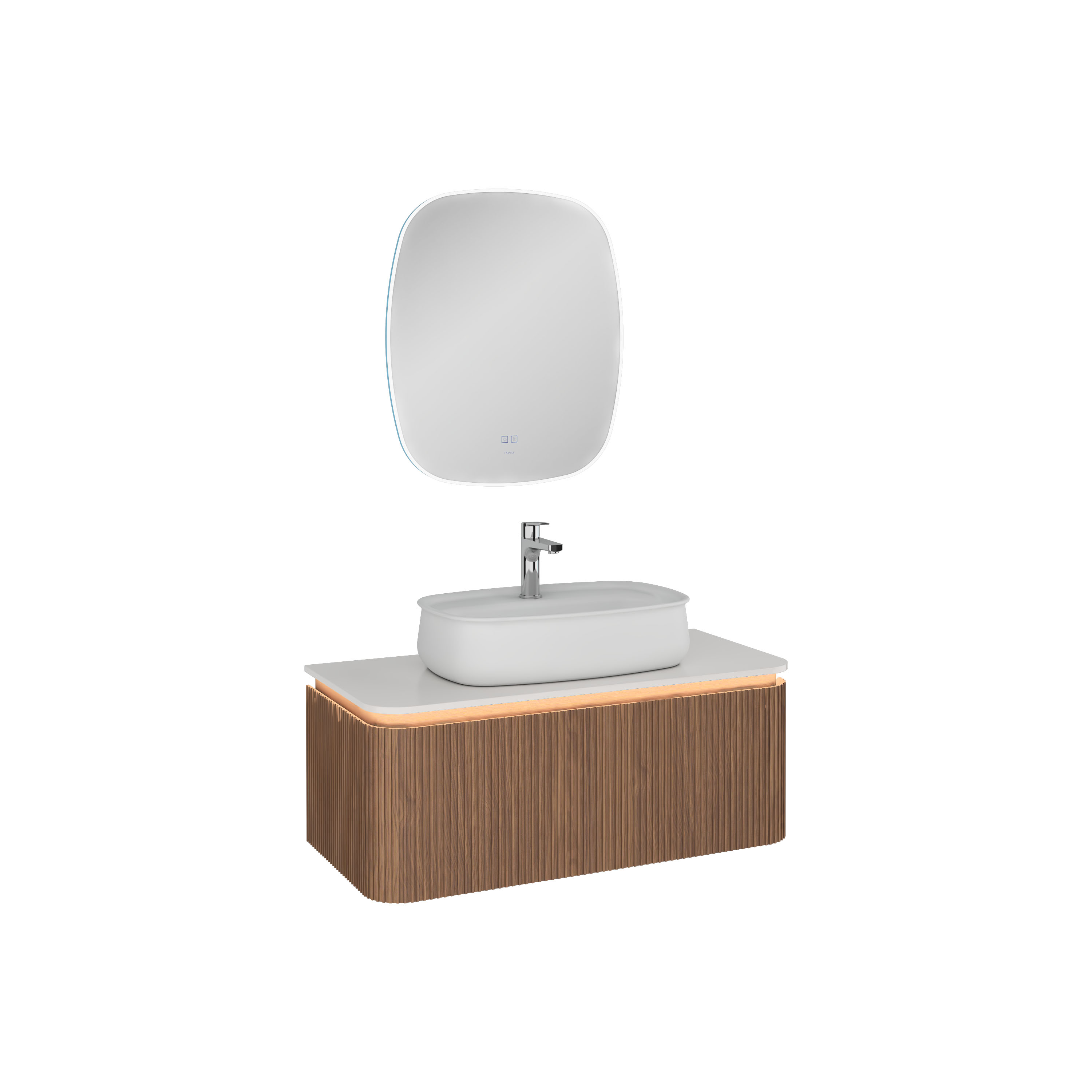 Fluido Lavabo Ünitesi, 100 cm, Beyaz Lavabo