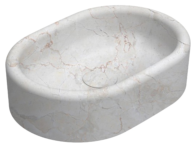 Curvo Marmo Travertino Desenli Lavabo 60 cm