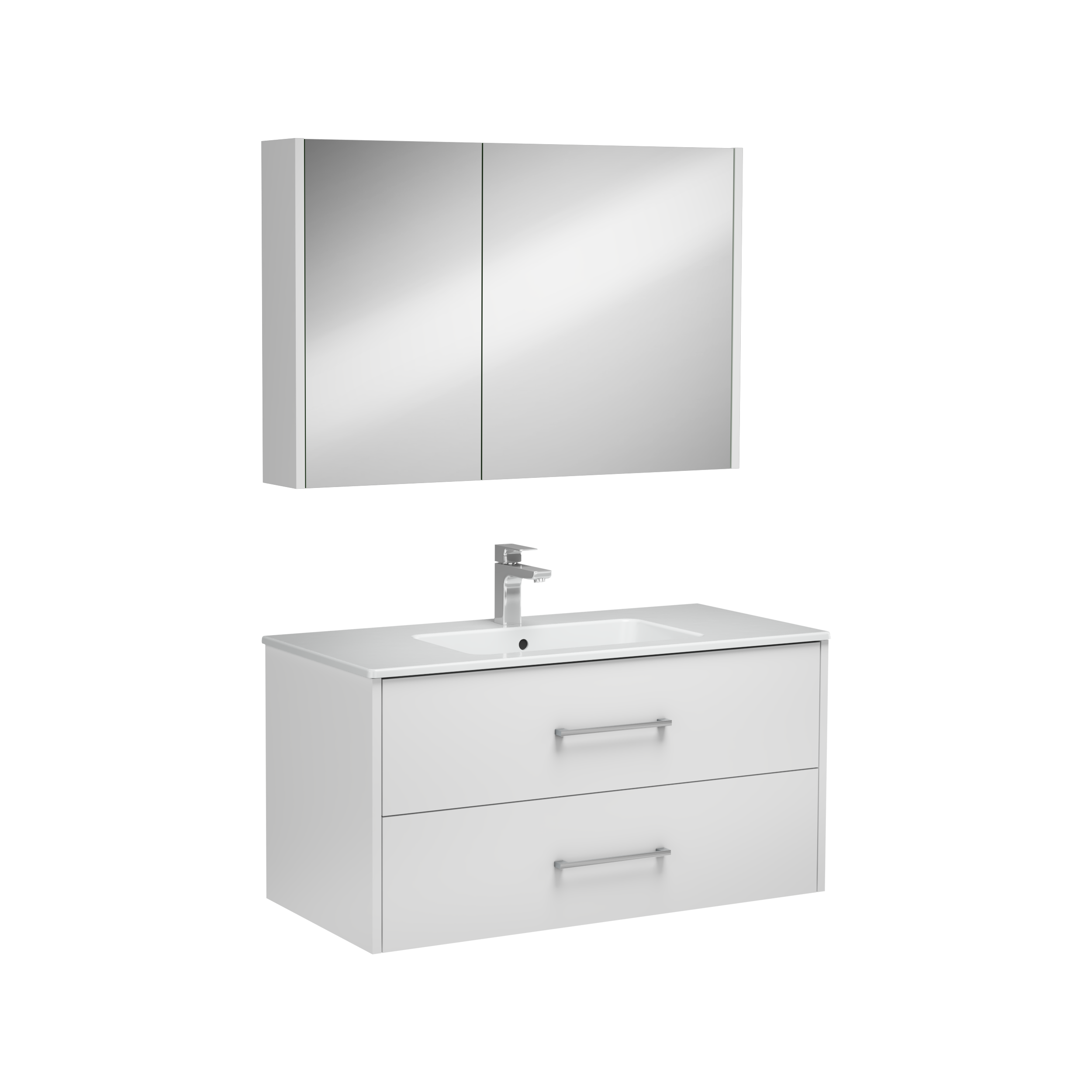 Combinato Lavabo Dolabı Çift Çekmeceli Beyaz 100 cm 