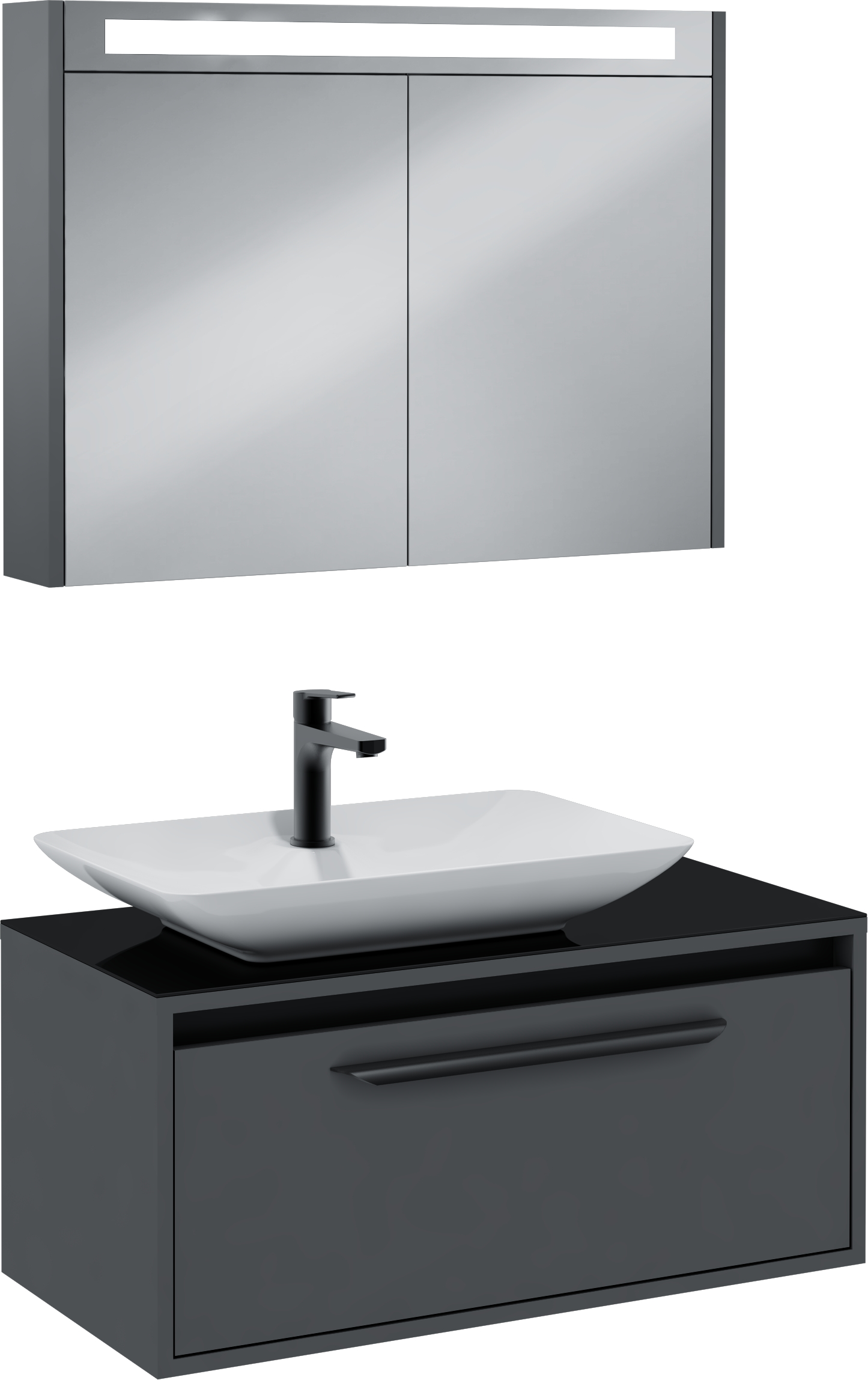 Bella Lavabo Dolabı Gri 90 cm