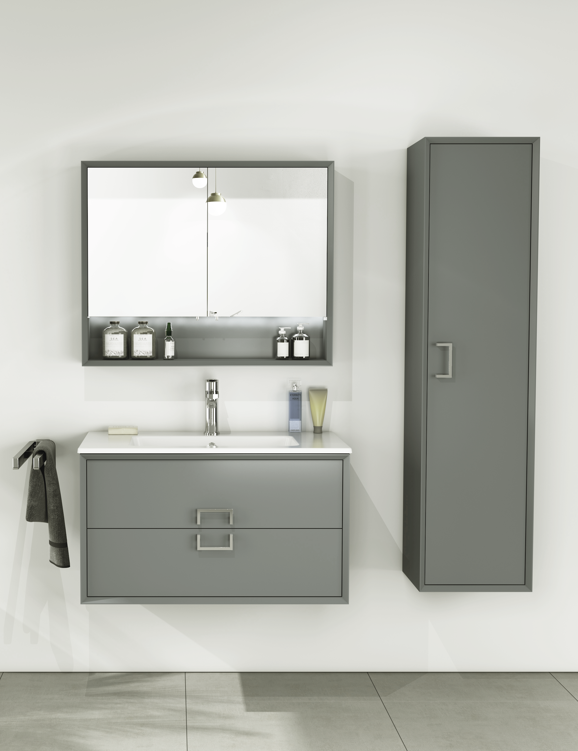 Stepp Lavabo Ünitesi Çakıl Gri 80 cm 