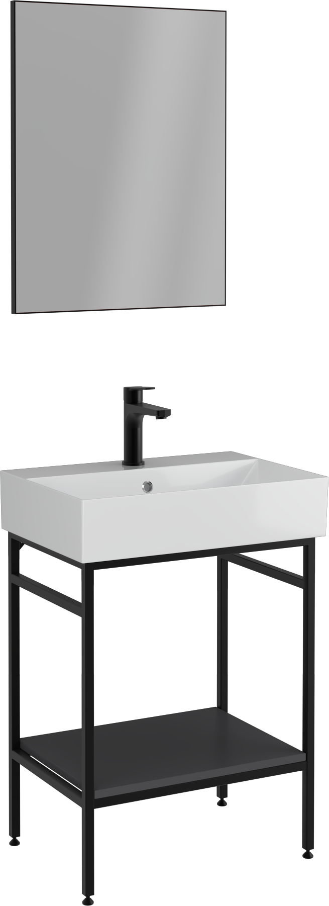 Fermo Raflı Lavabo Ünitesi Antrasit 60 cm 