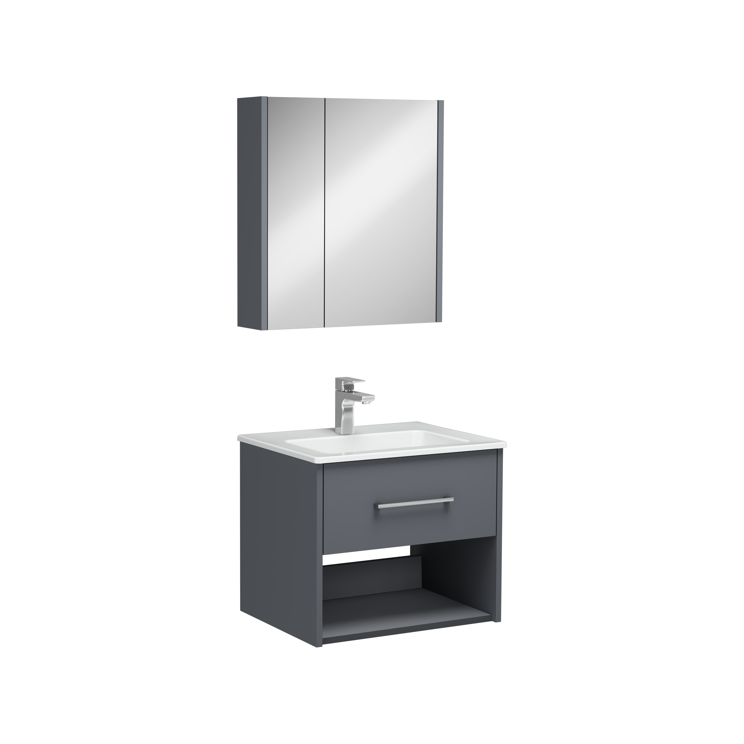 Combinato Lavabo Dolabı Tek Çekmeceli Antrasit 60 cm 