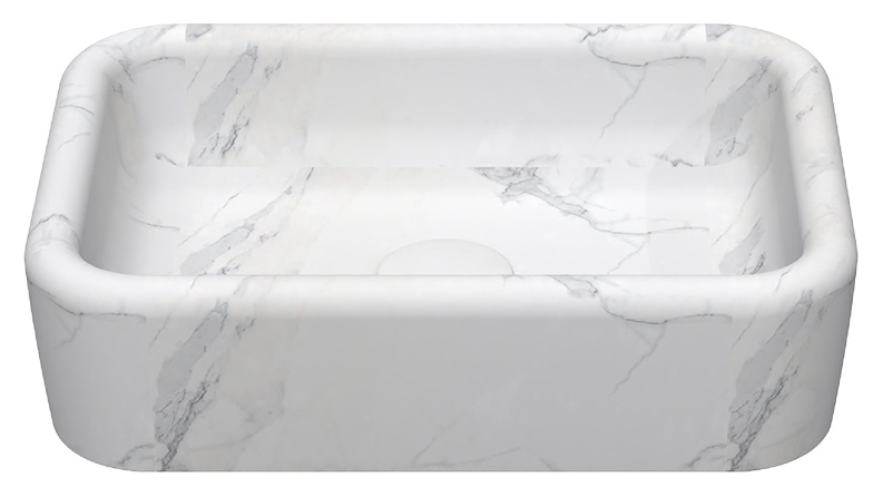 Curvo Marmo Beyaz Desenli Lavabo 60 cm