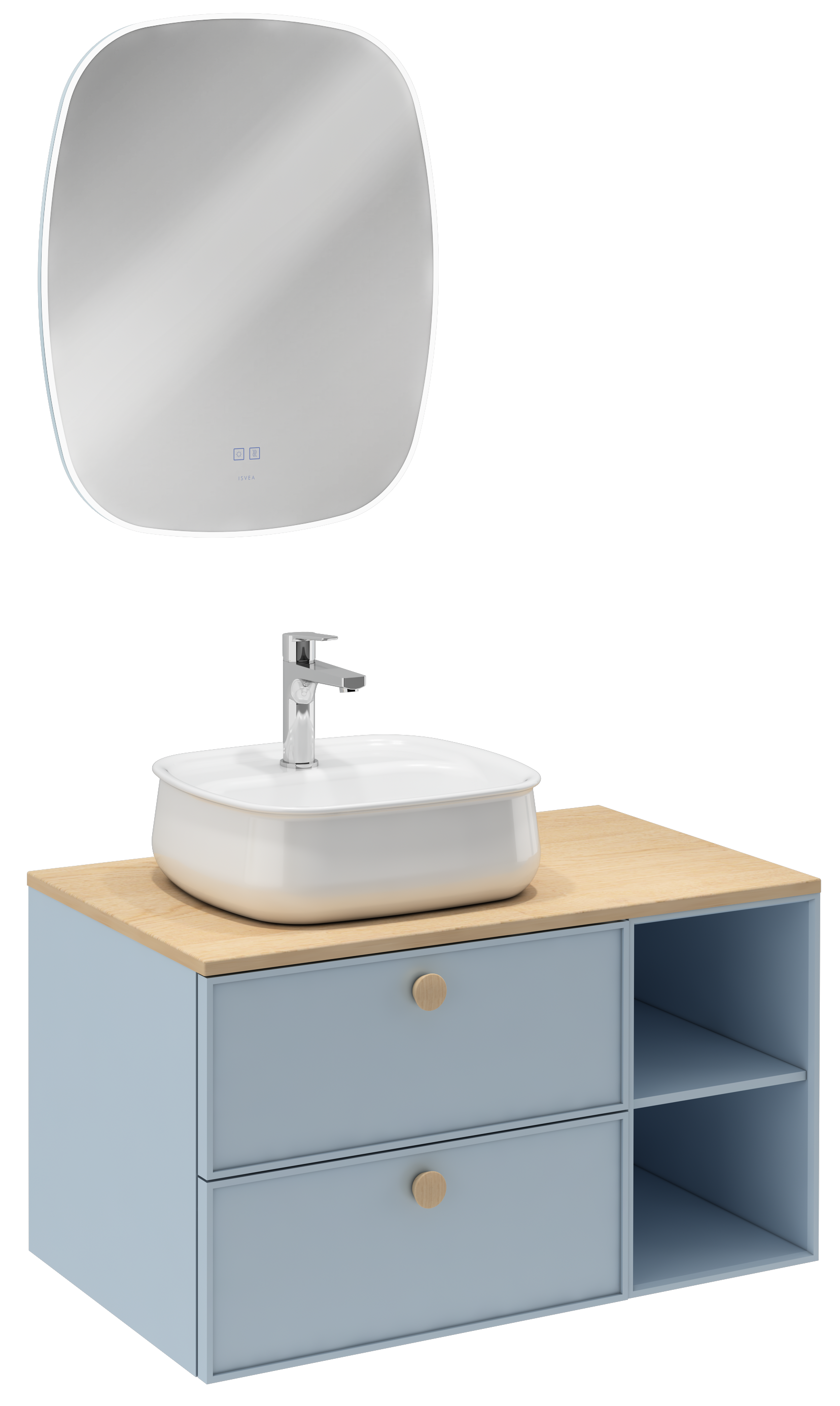 Mondo Çift Çekmeceli Lavabo Ünitesi Turkuaz 90 cm