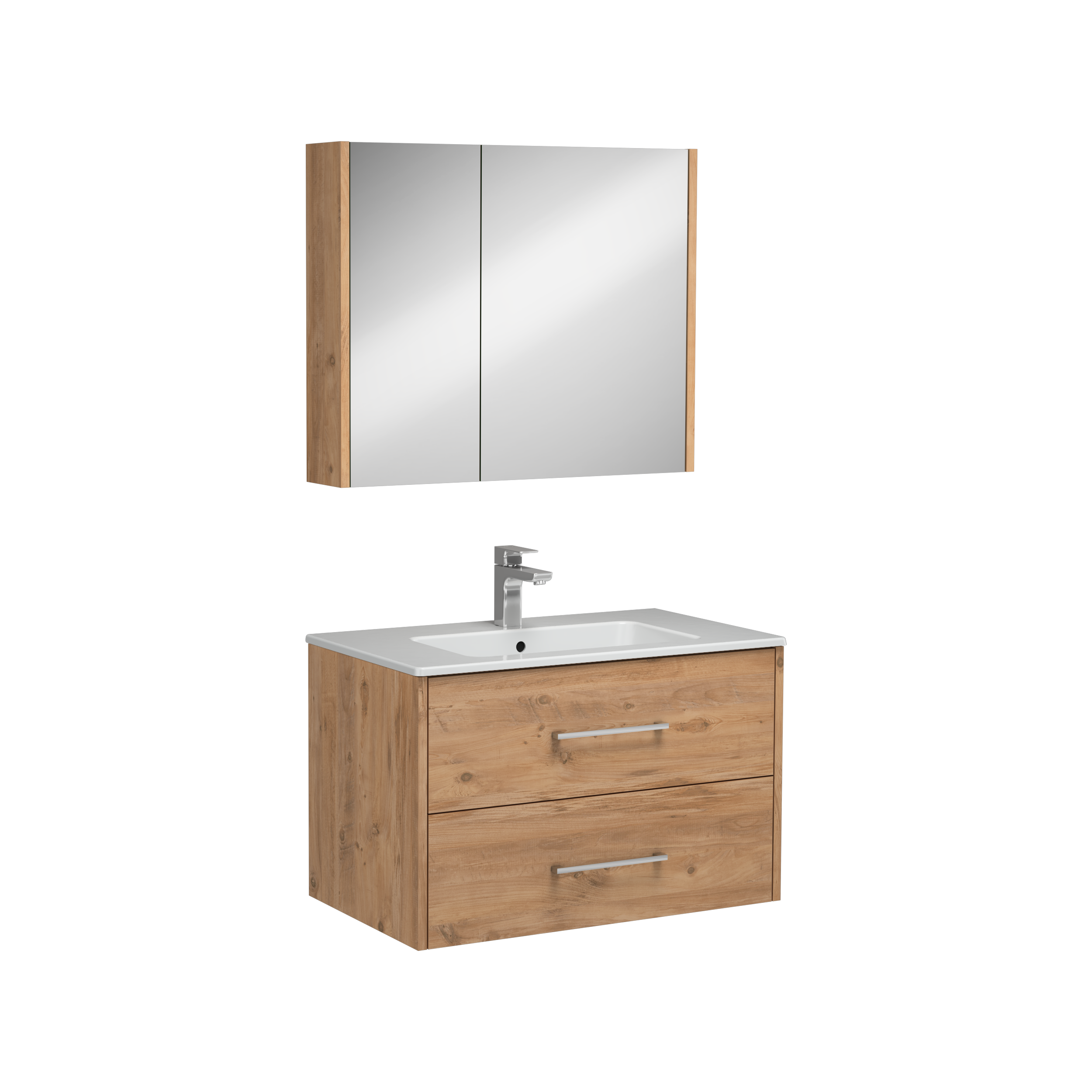 Combinato Lavabo Dolabı Çift Çekmeceli Atlantik Çam 80 cm