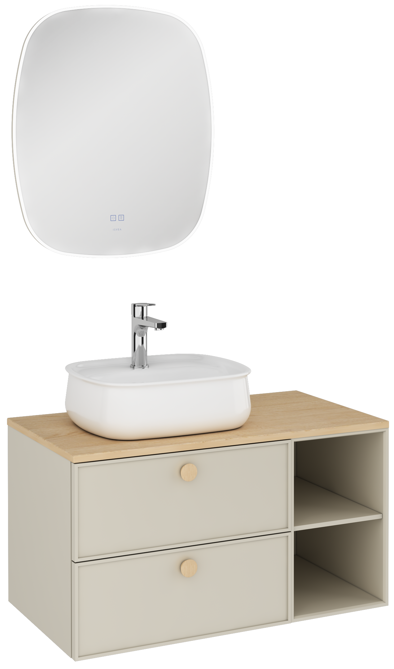 Mondo Çift Çekmeceli Lavabo Ünitesi Çakıl Gri 90 cm
