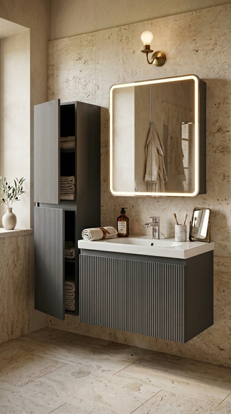 Finestra Lavabo Dolabı Antrasit 80 cm  