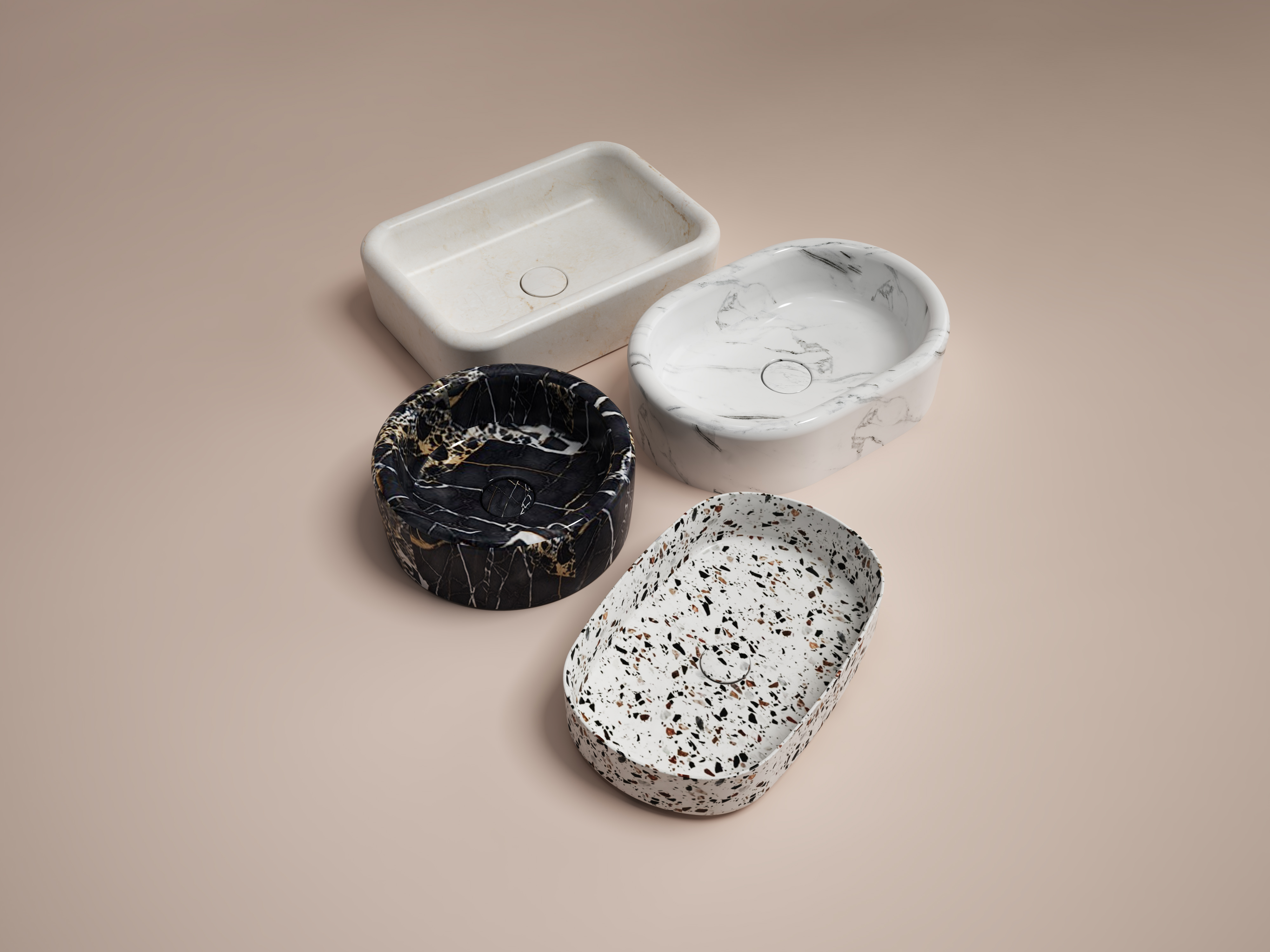 Curvo Lavabo 42 cm Marmo Siyah