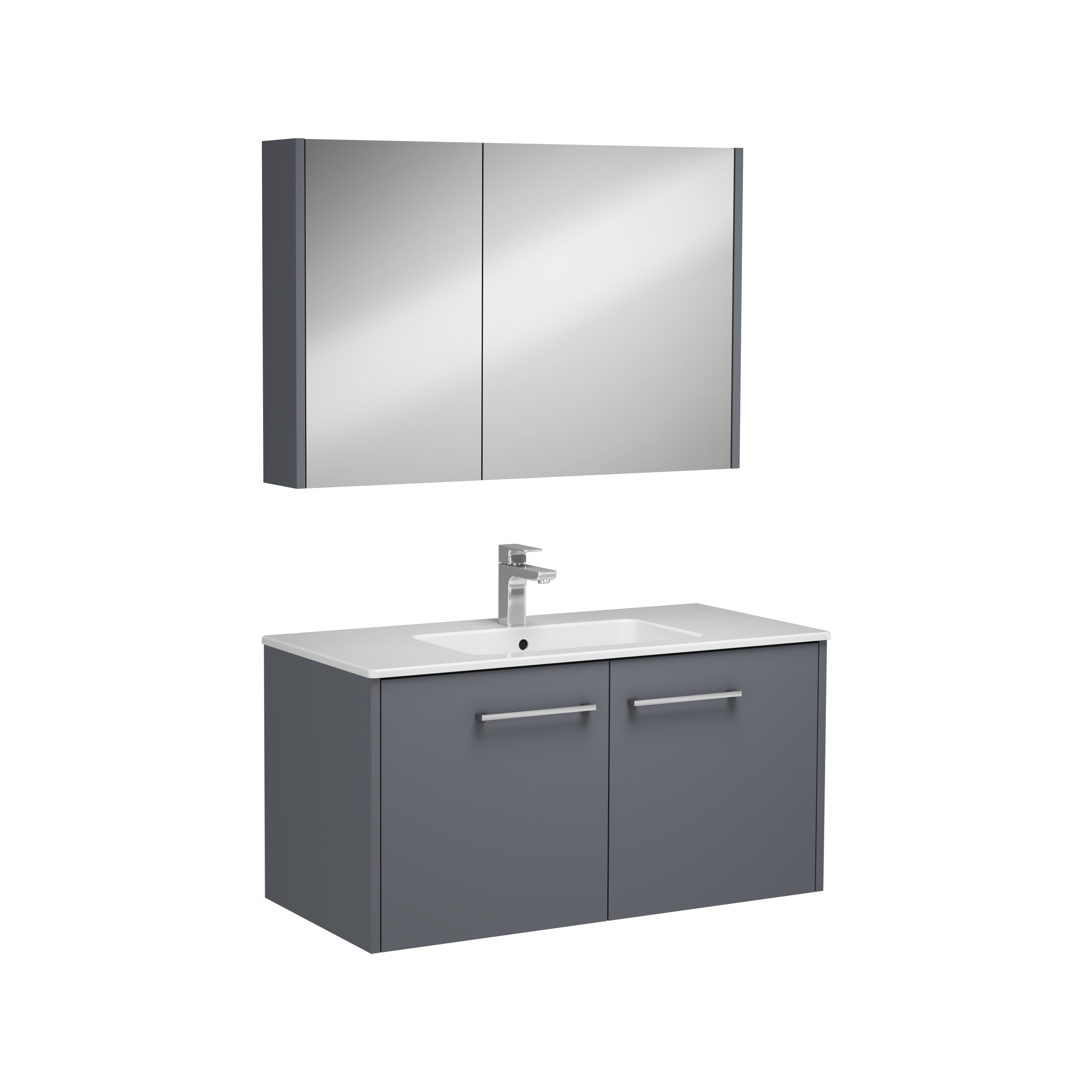 Combinato Lavabo Dolabı Kapaklı Antrasit 100 cm