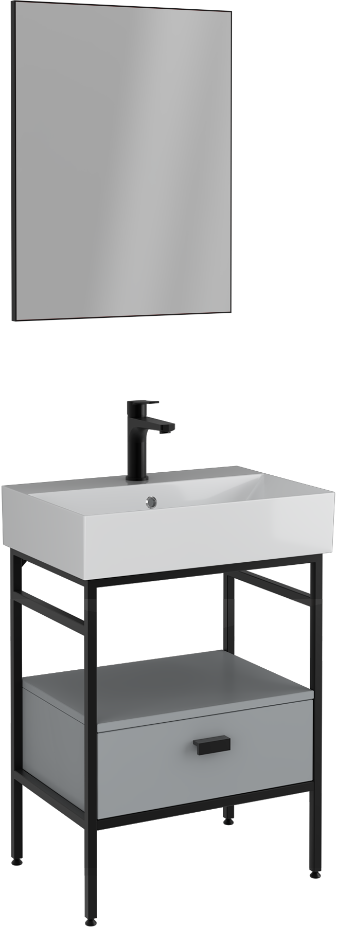 Fermo Çekmeceli Lavabo Ünitesi Gri 60 cm 