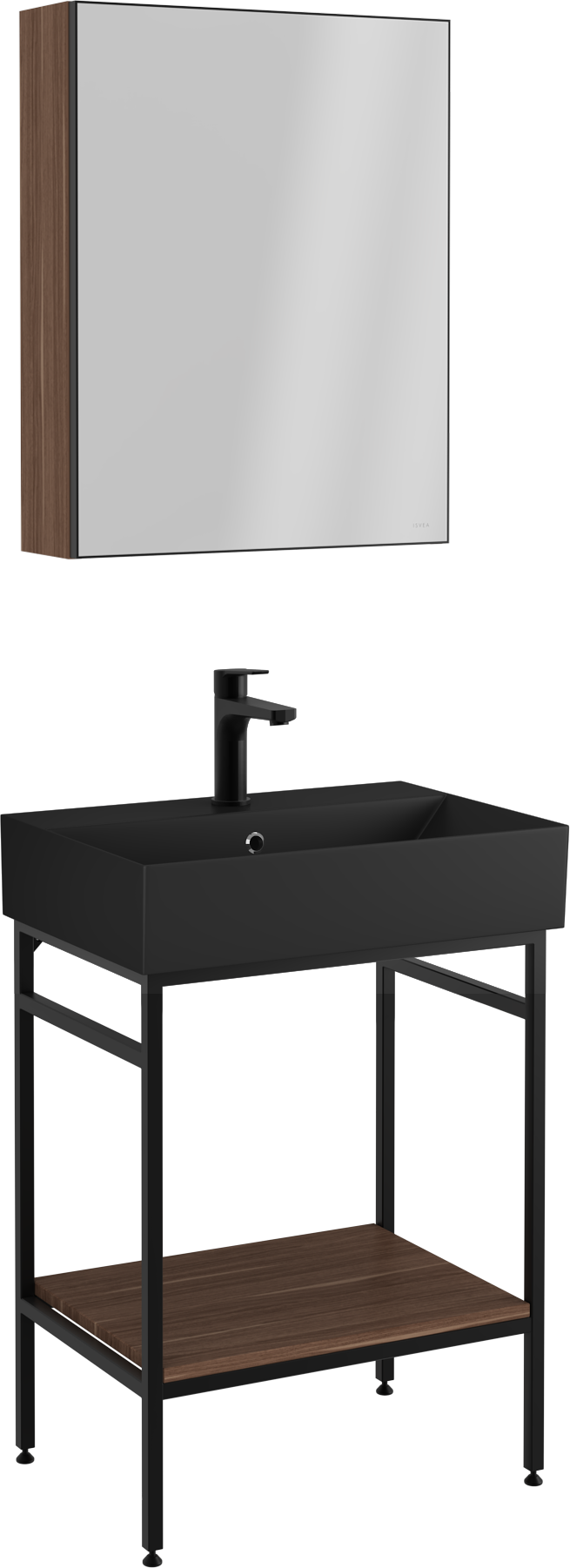 Fermo Raflı Lavabo Ünitesi Victoria Ceviz 60 cm   