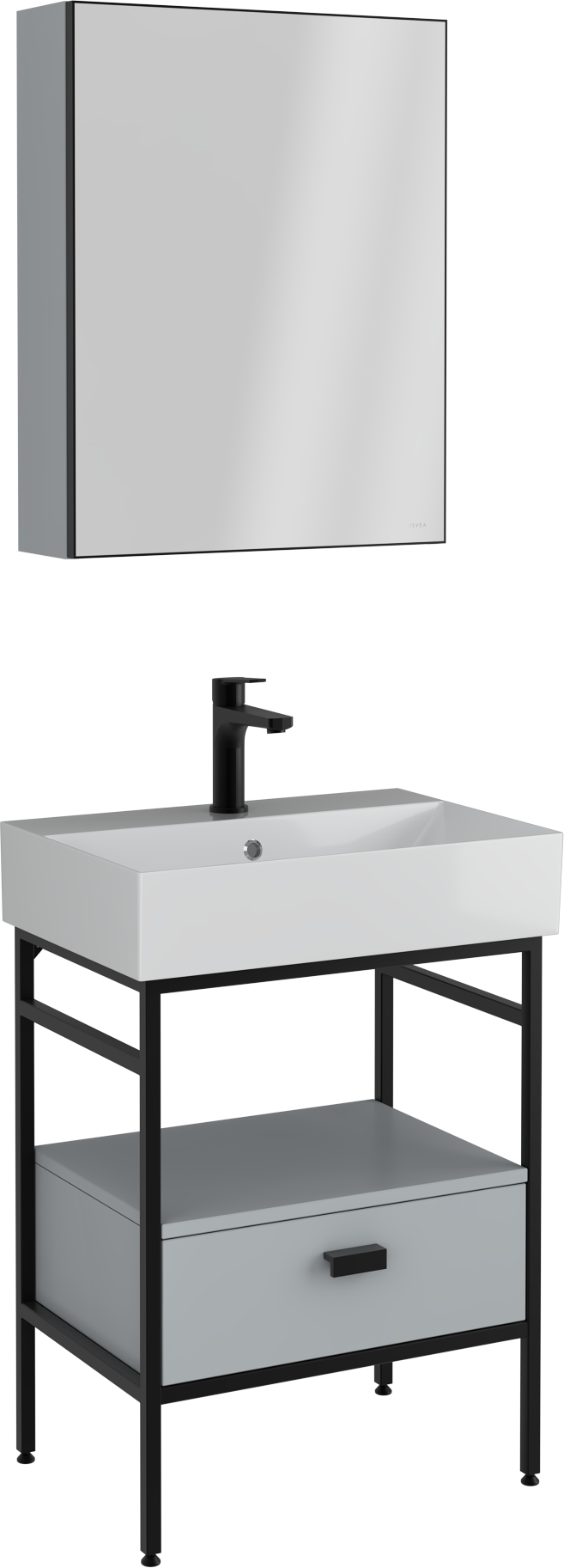 Fermo Çekmeceli Lavabo Ünitesi Gri 60 cm 