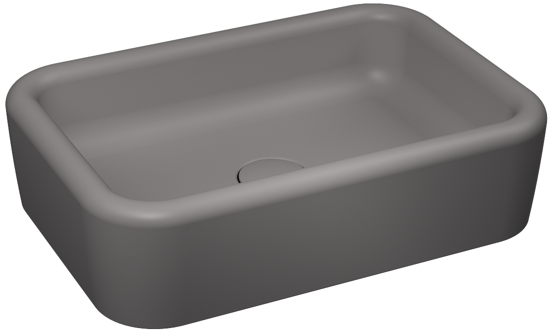 Curvo Tezgah Üstü Lavabo 60cm Taş Gri