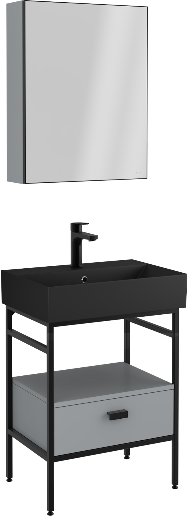 Fermo Çekmeceli Lavabo Ünitesi Gri 60 cm 