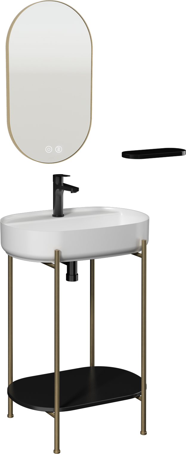Puno Art Metal Lavabo Ünitesi Beyaz Lavabo 60 cm 