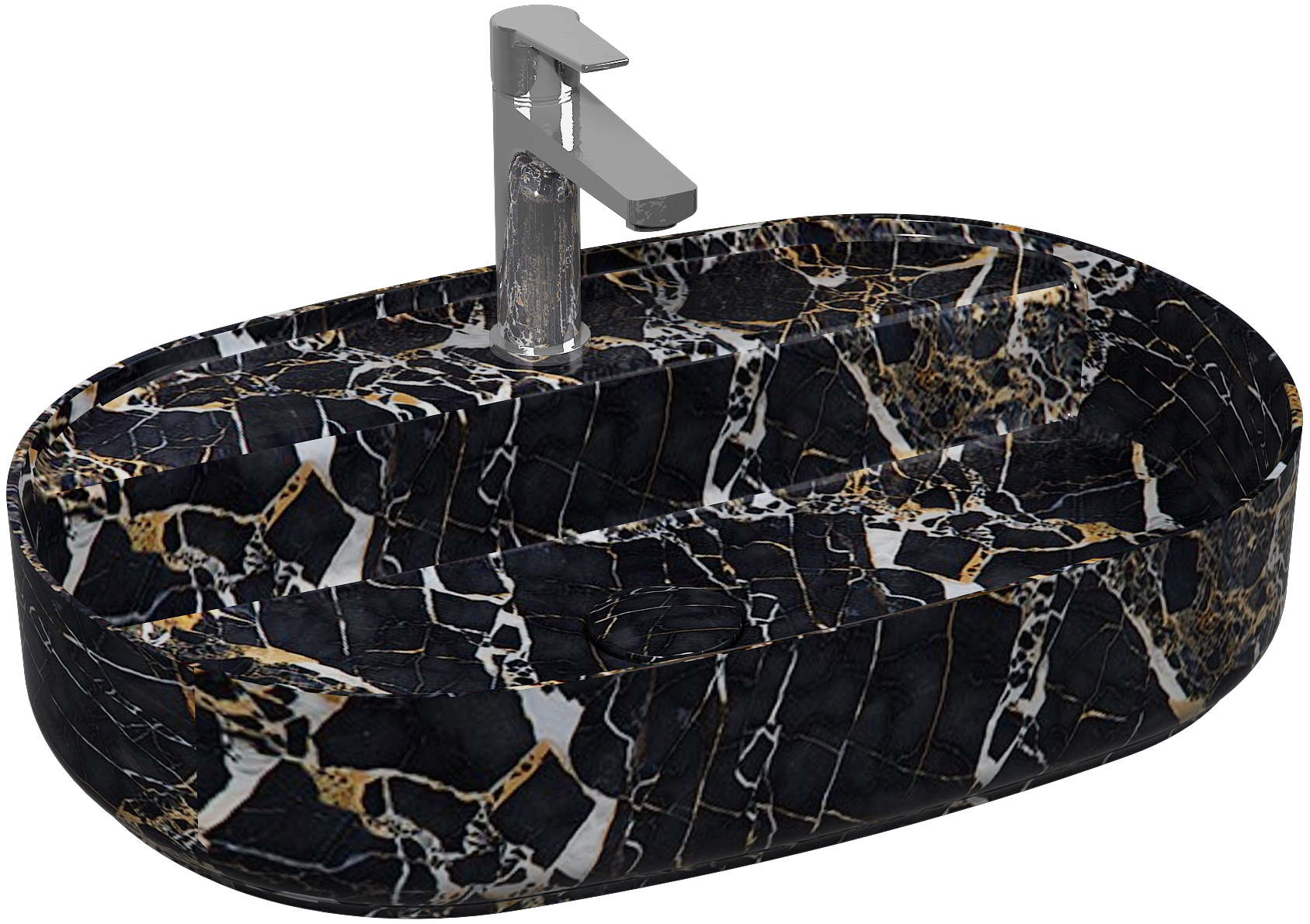 Infinity Tezgah Üstü Lavabo 60 cm Marmo Siyah