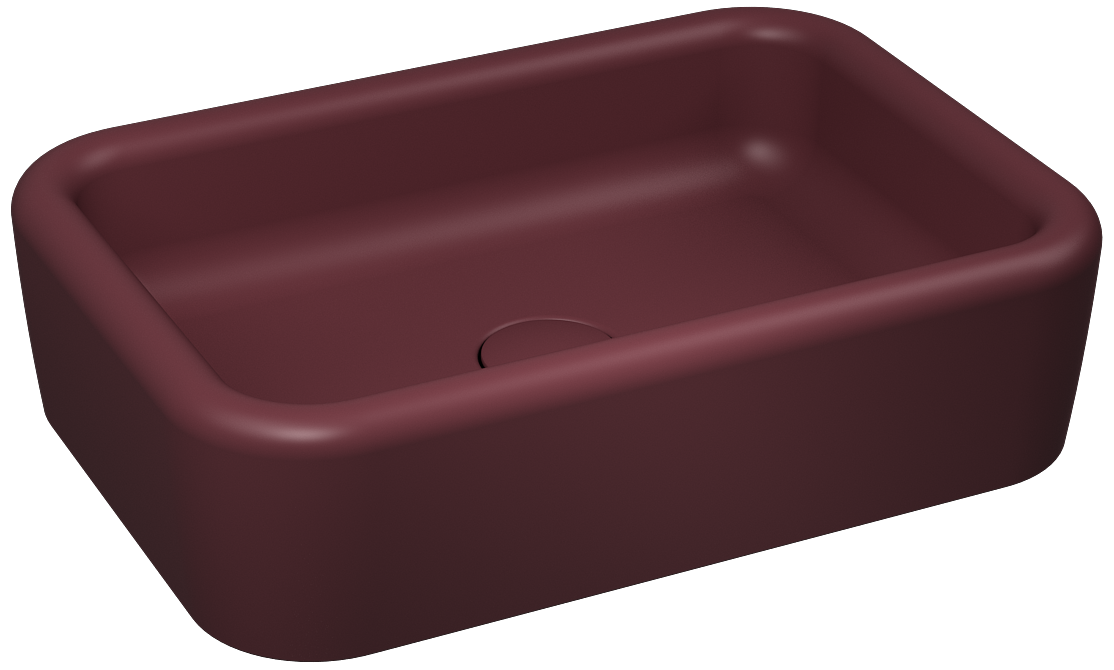 Curvo Tezgah Üstü Lavabo 60cm Rustik Bordo