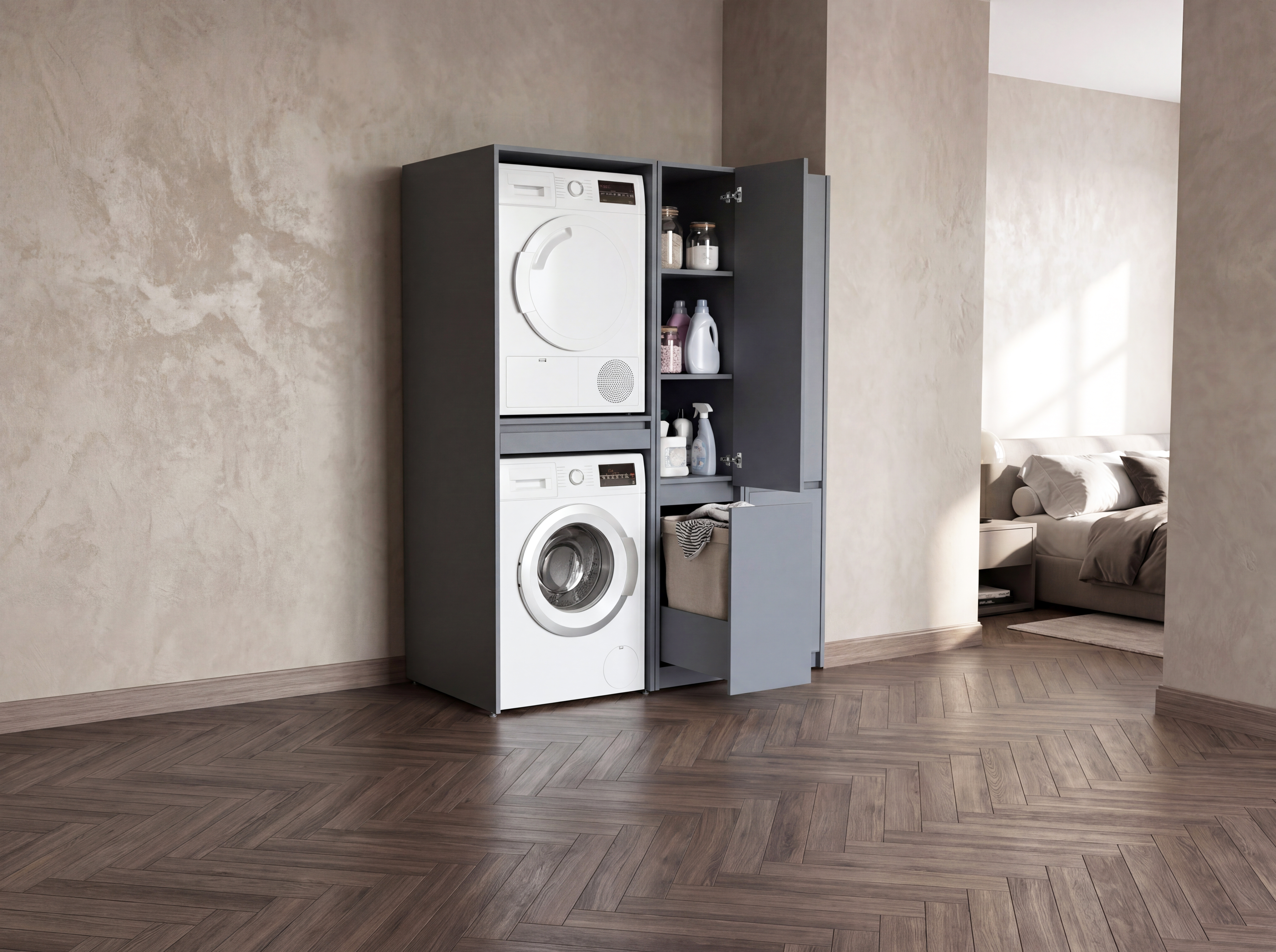 Lavanderia Çamaşır+Kurutma Makinesi Ünitesi Retro Gümüş 65 cm 