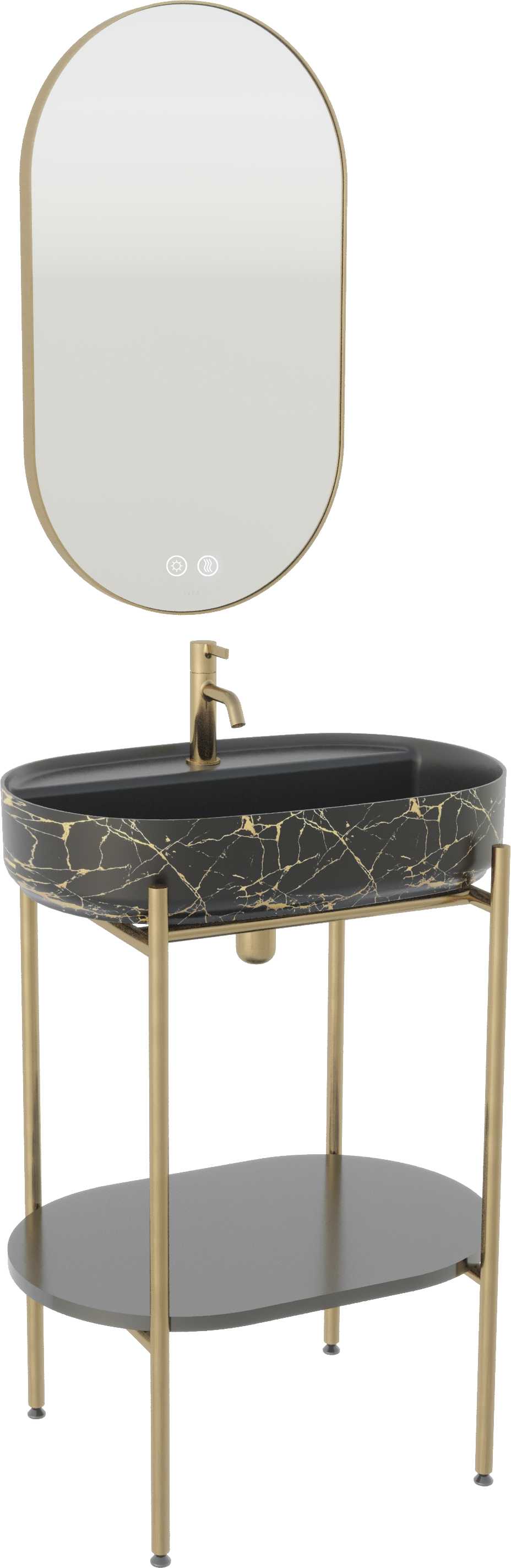 Puno Art Metal Lavabo Ünitesi Marmo Siyah Lavabo 60 cm 
